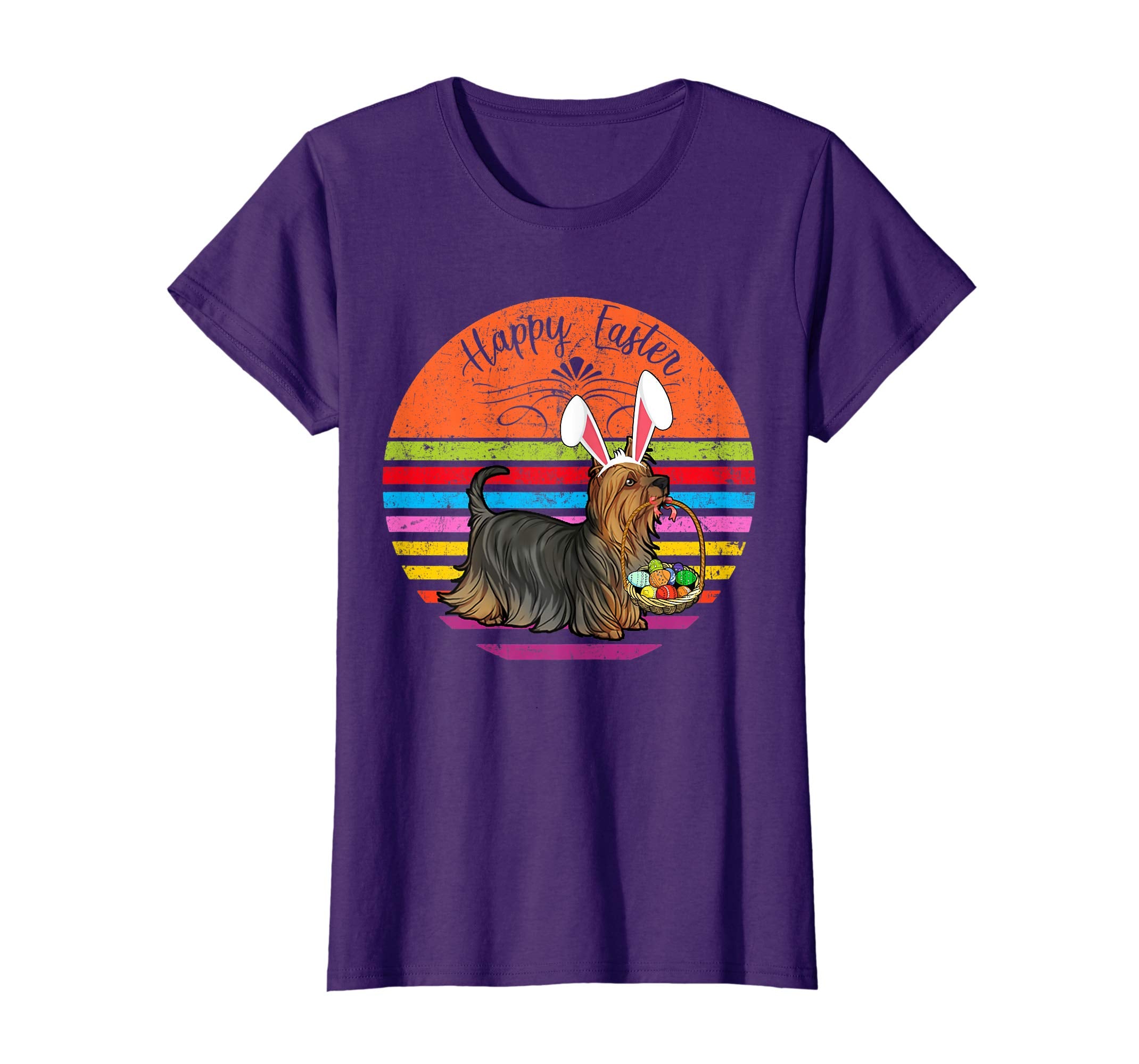 Cute Silky Terrier Dog With Bunny Hat Easter Eggs T Shirt