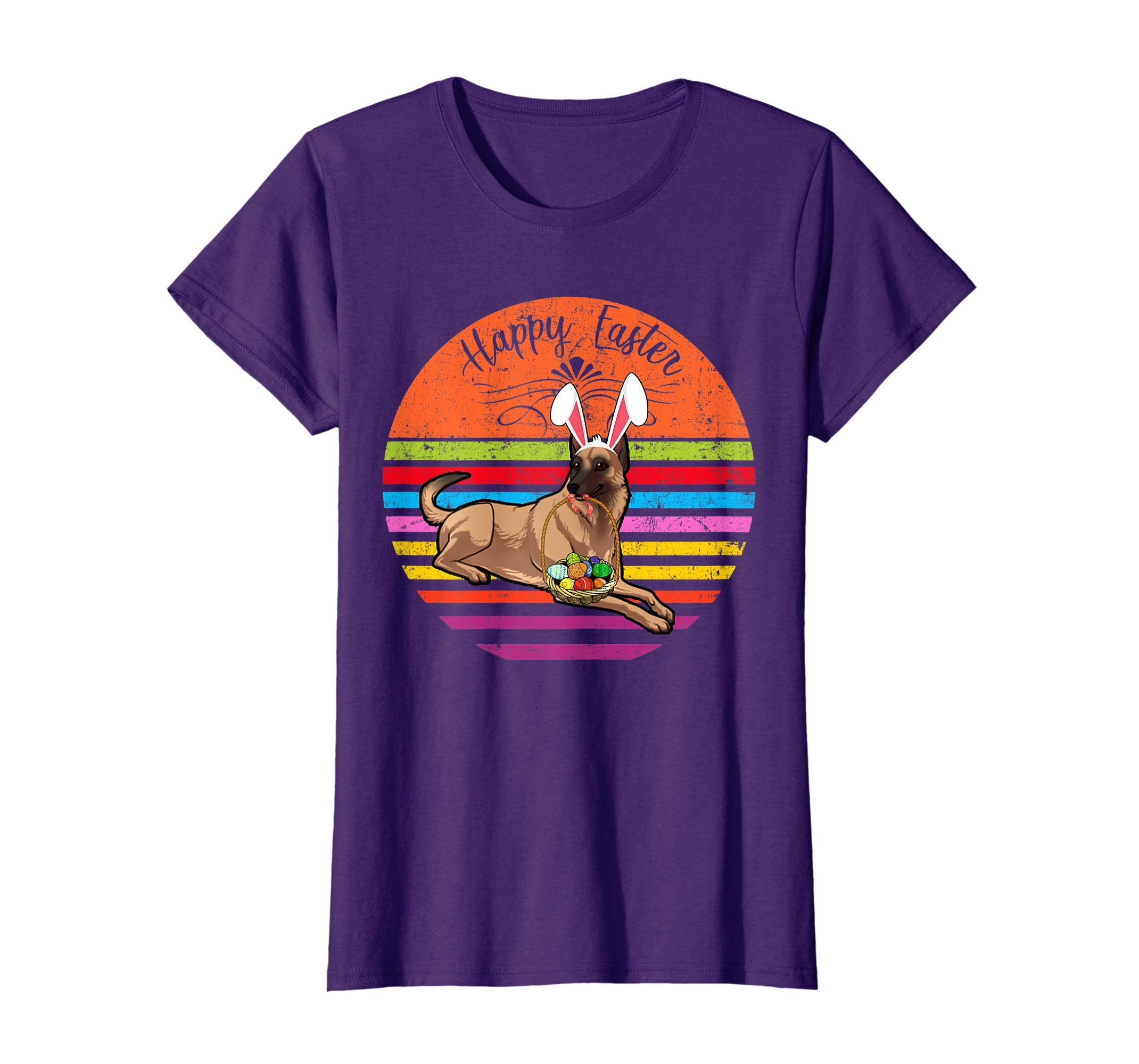 Cute Belgian Malinois Dog With Bunny Hat Easter Eggs T Shirt