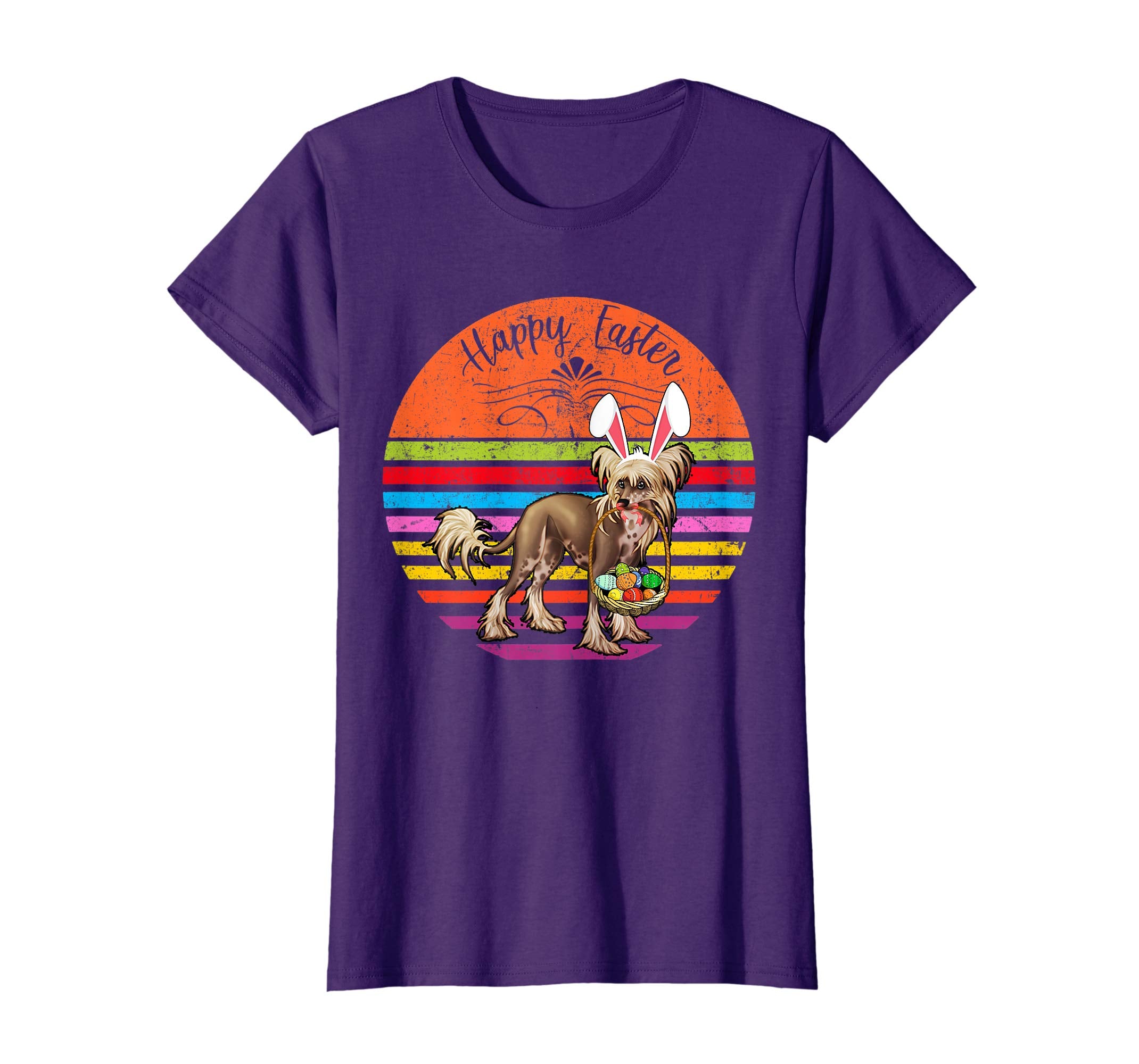 Vintage Chinese Crested Dog Easter Eggs Basket T Shirt