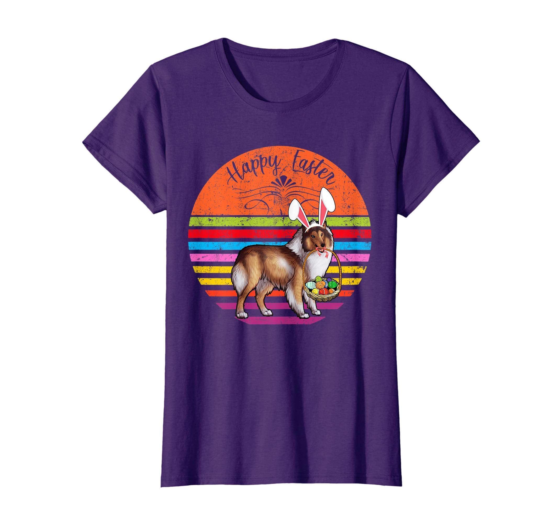 Vintage Collie Dog Easter Eggs Basket T Shirt
