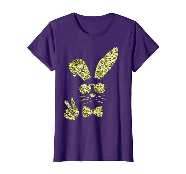 Easter Bunny Girls Shirt Cute Gold Bunny Peace Sign Tee Gift