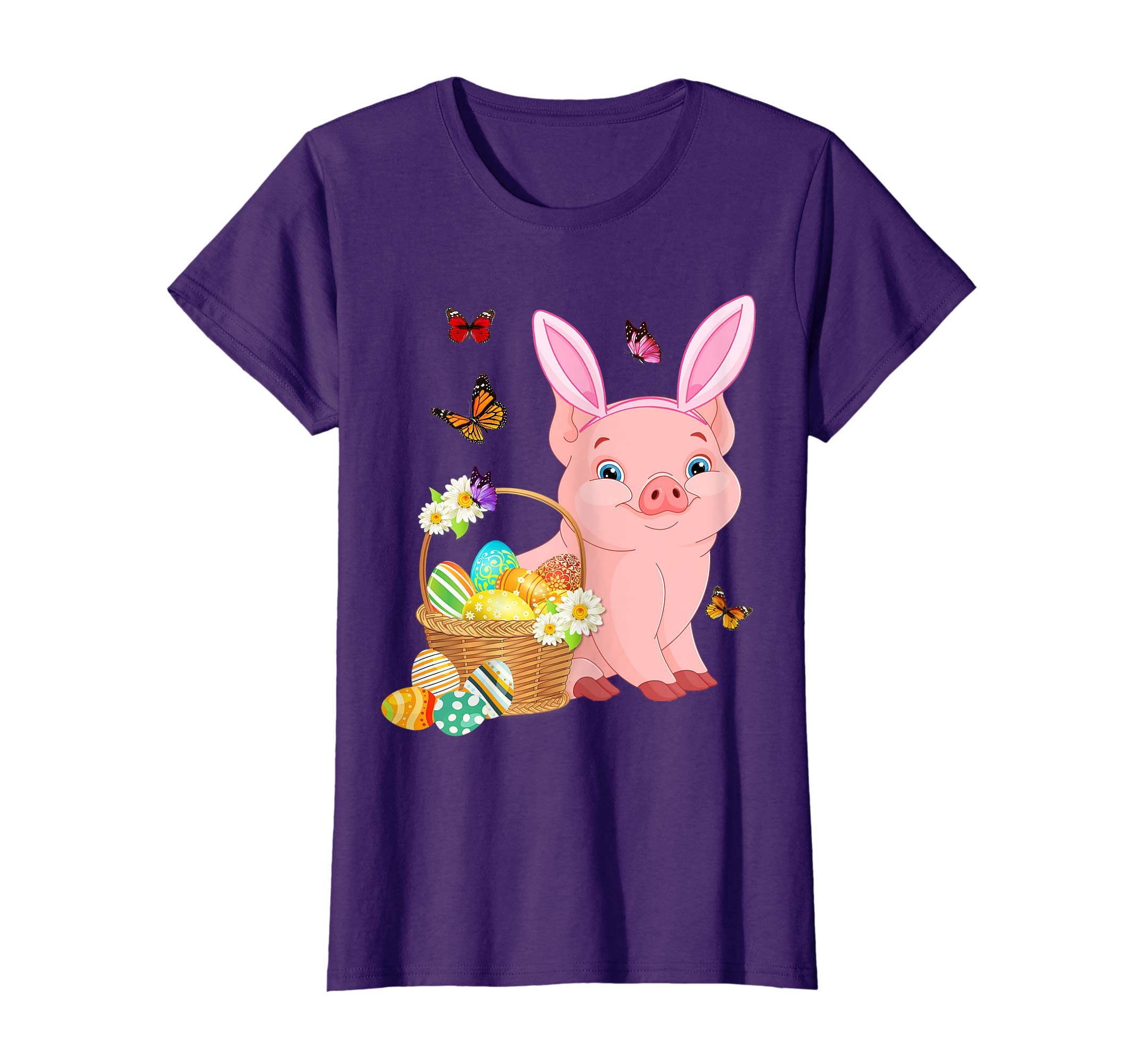 Pig Bunny Hat Rabbit Easter Eggs Shirt Happy Ea
