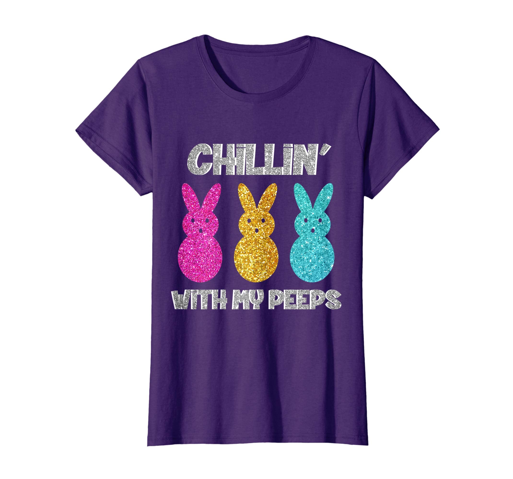 Funny Colorful Bunny Chillin With My Peeps Easter T-Shirt