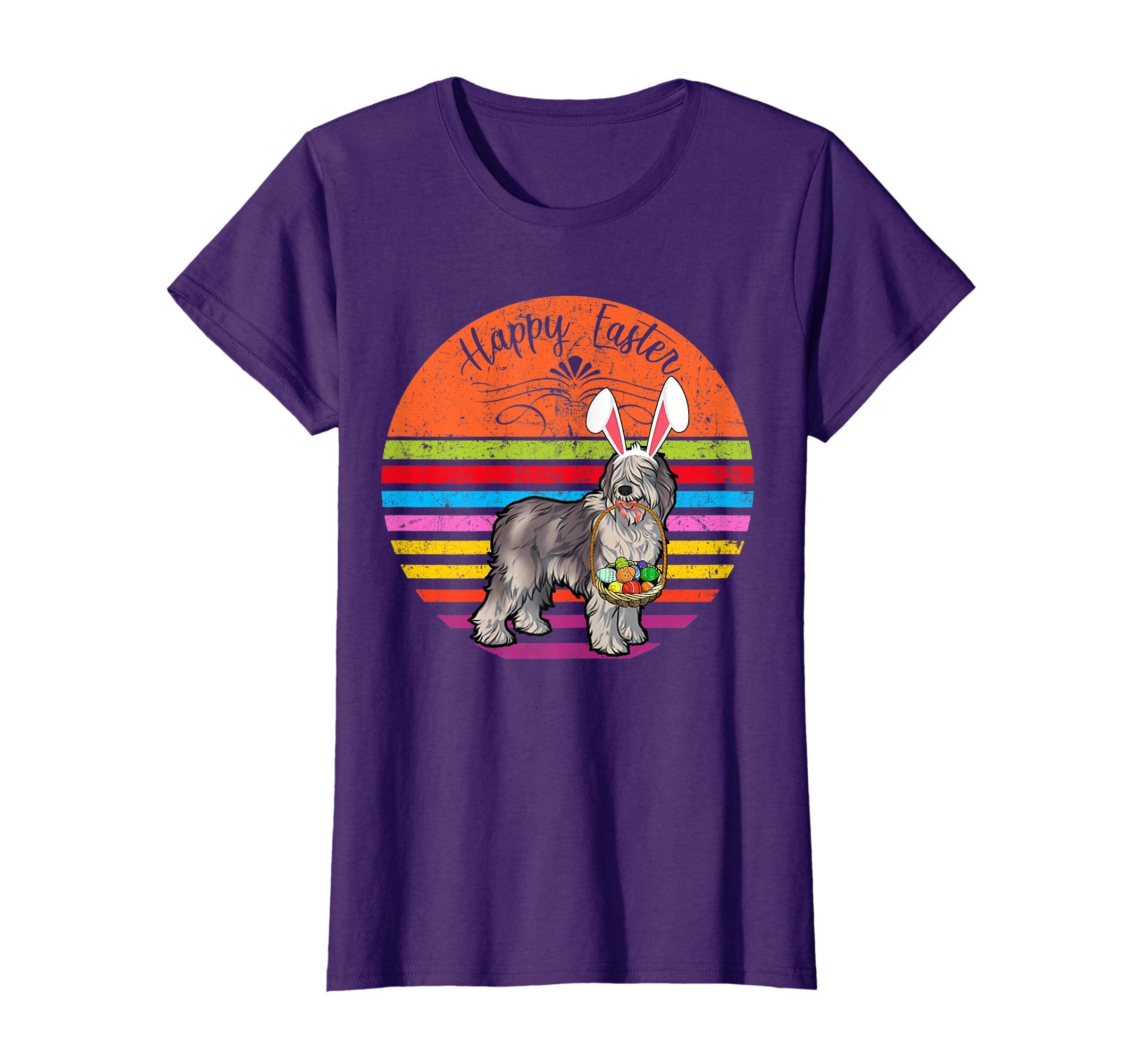 Cute Olde Sheepdog Dog With Bunny Hat Easter Eggs Shirt