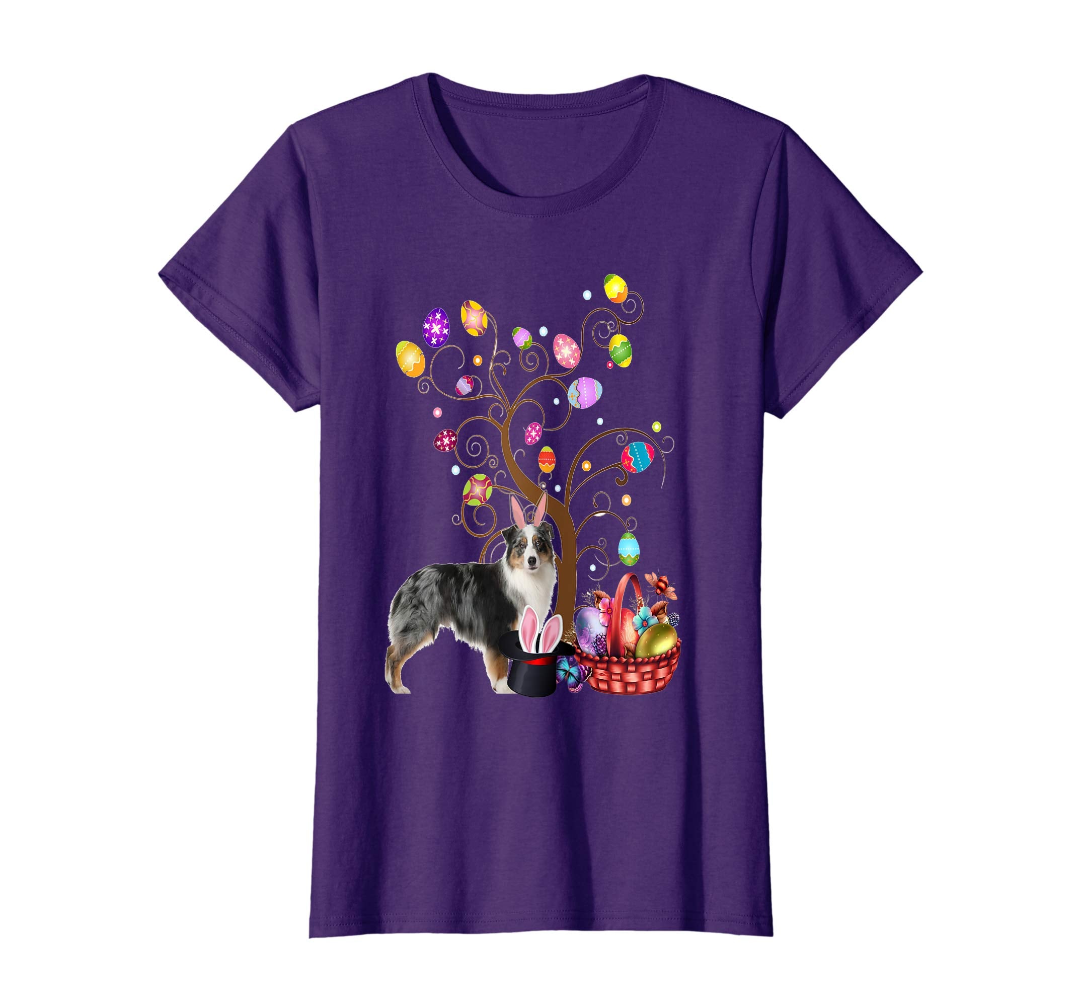 Bunny Australian Shepherd Dog Easter Day Hunting Egg T-Shirt