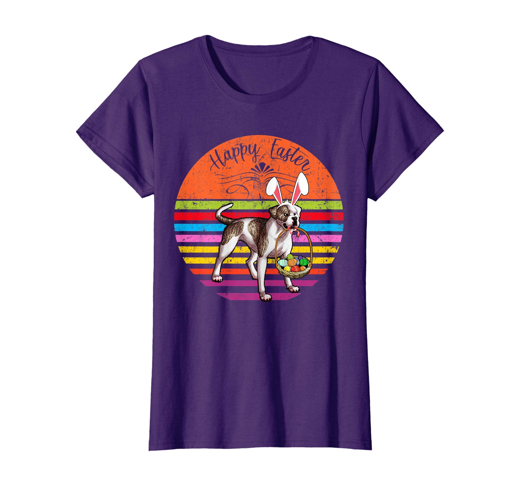 Vintage American Bulldog Dog Easter Eggs Basket T Shirt