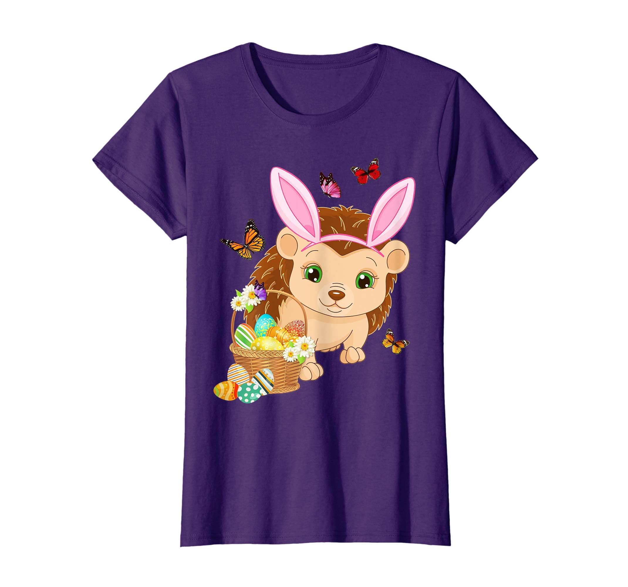 Hedgehog Bunny Hat Rabbit Easter Eggs Shirt Happy Ea