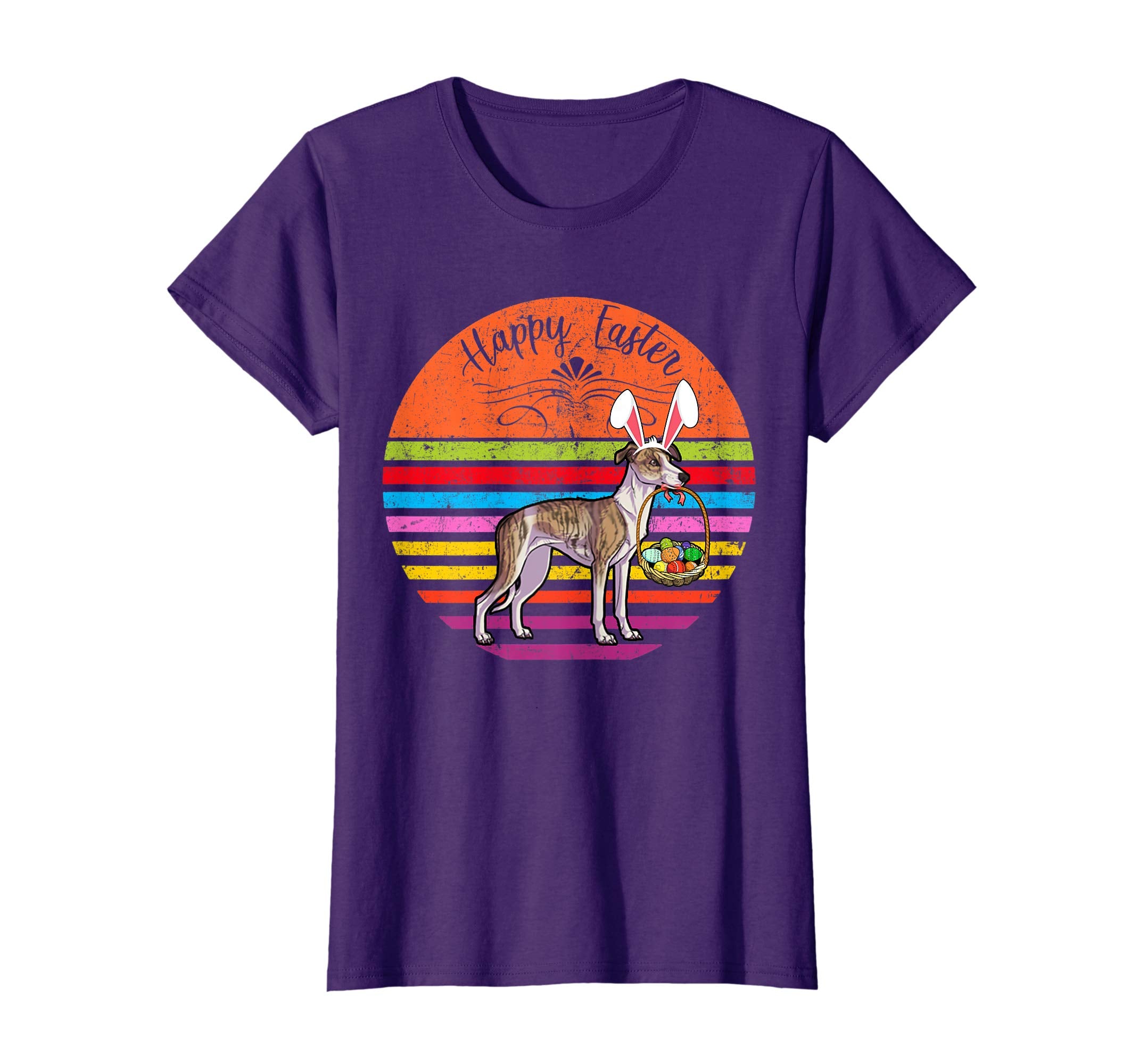 Cute Whippet Dog With Bunny Hat Happy Easter Eggs T Shirt