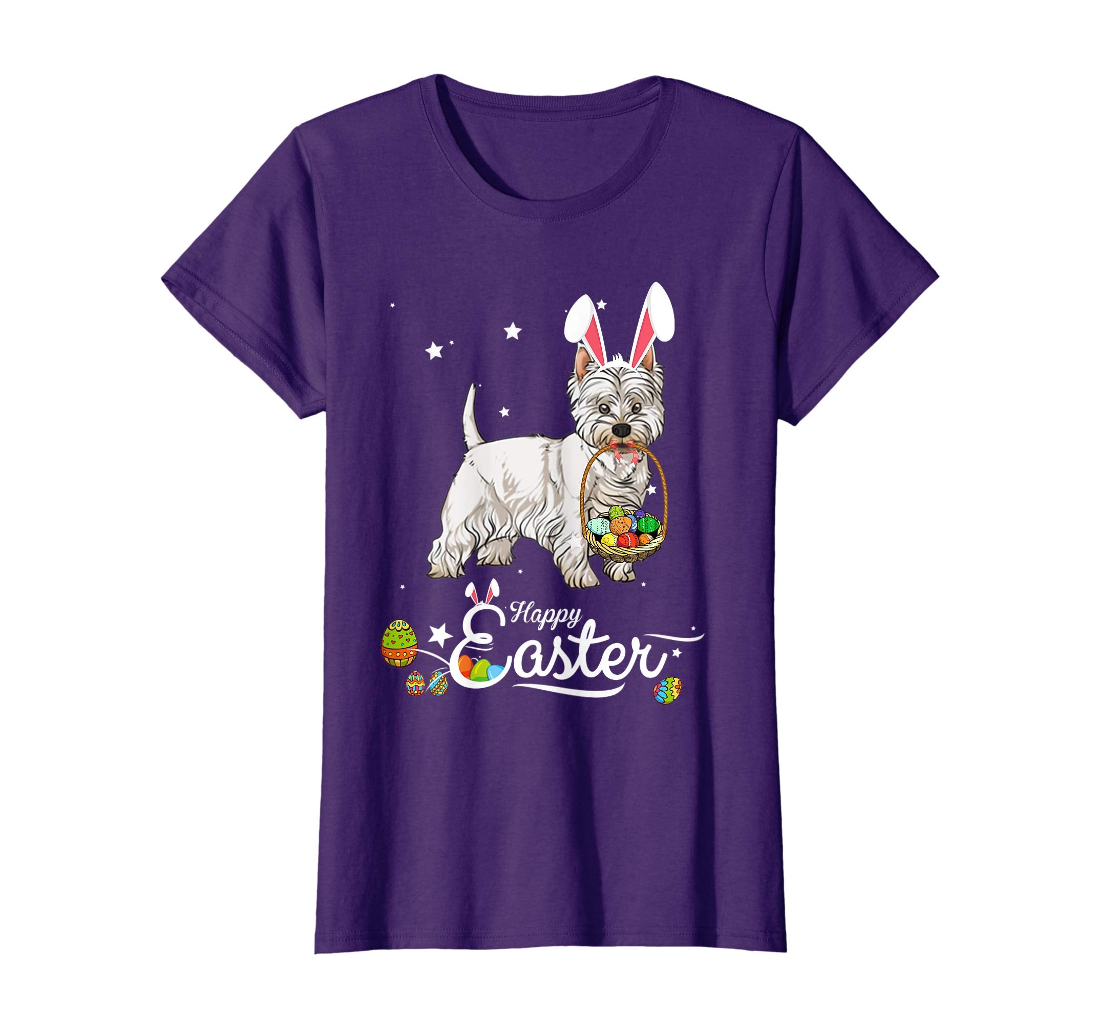 West Highland White Terrier Dog With Bunny Hat Easter TShirt