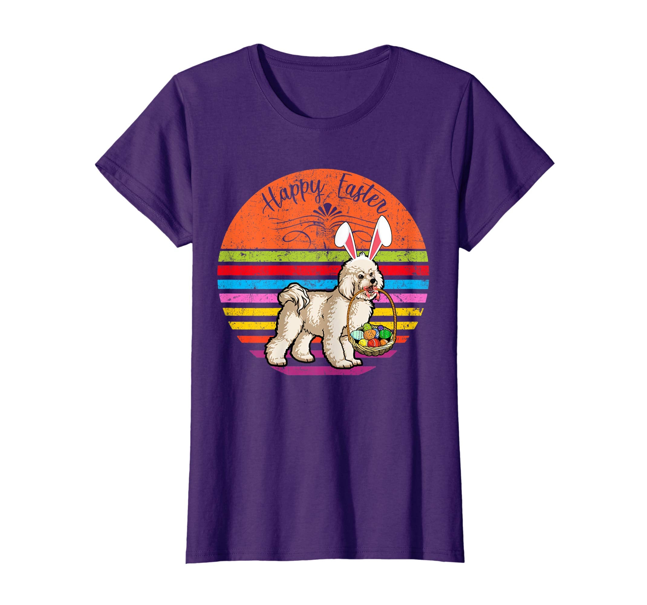 Cute Bichon Frise Dog With Bunny Hat Happy Easter Eggs Shirt