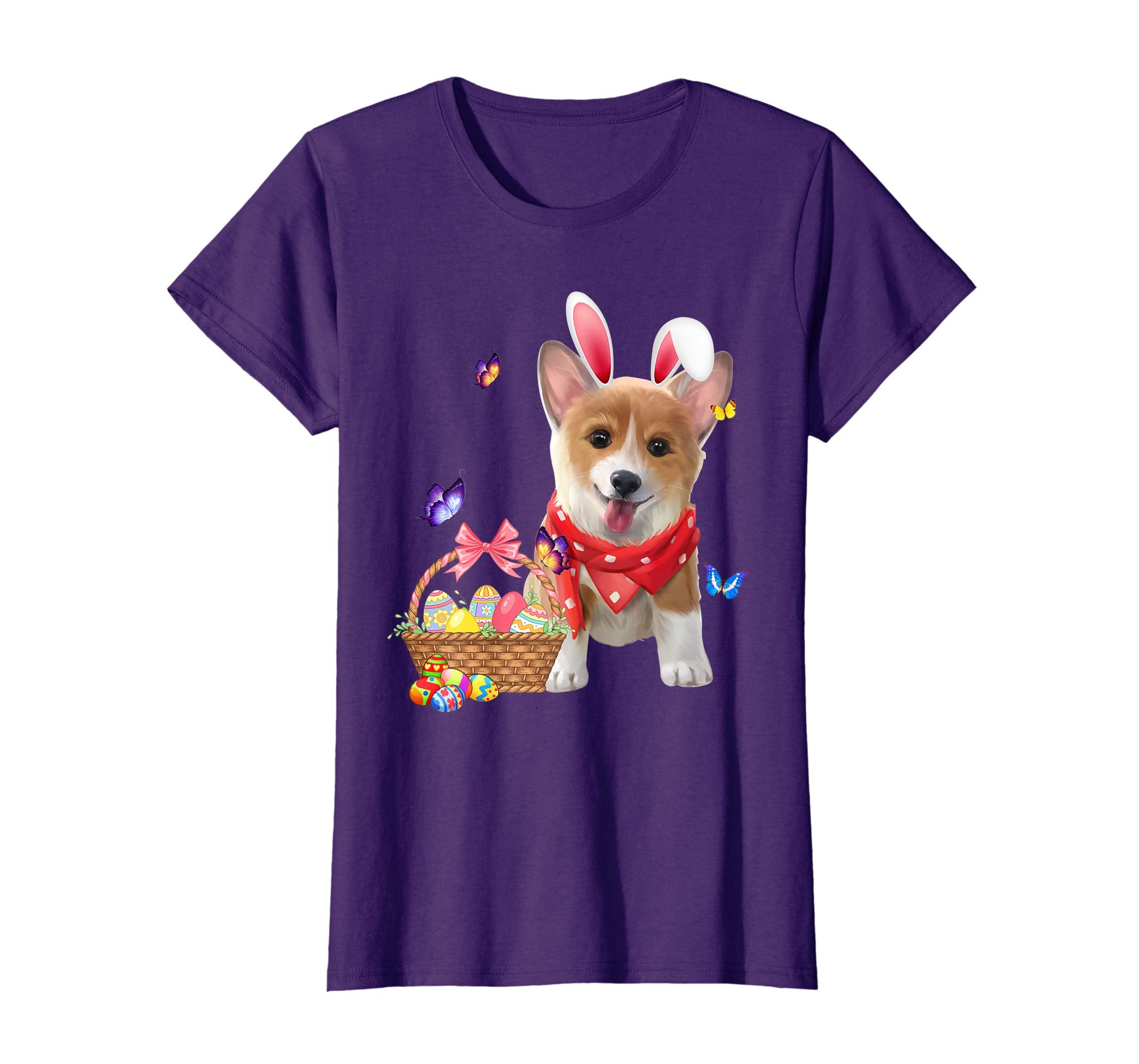 Funny Corgi Bunny with Eggs Easter T shirt Dog lovers