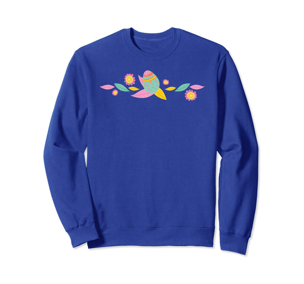 Cute Easter Egg and Flowers Spring Sweatshirt Women