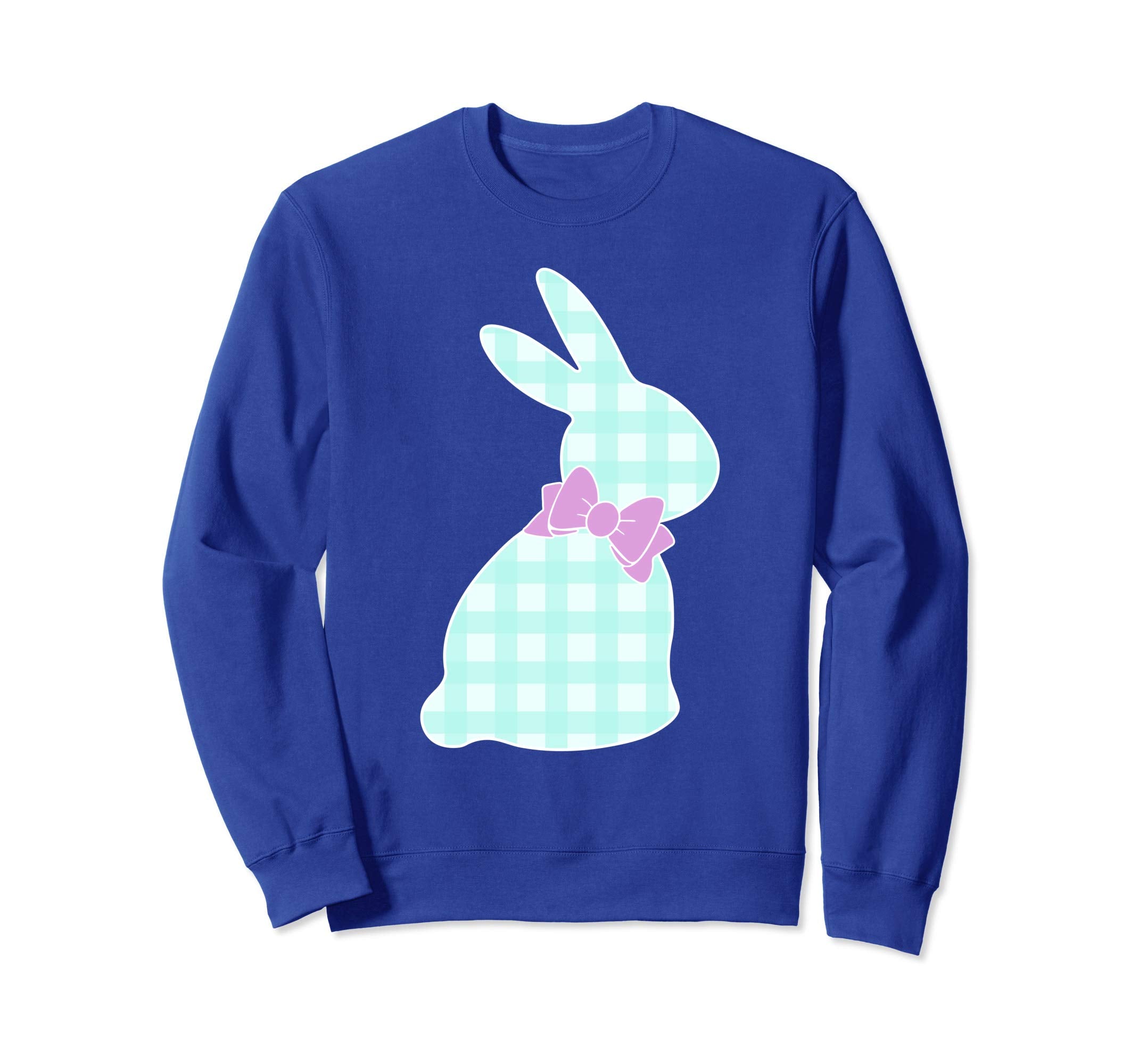 Bunny Buffalo Plaid Bow Happy Easter Women Sweatshirt Gift