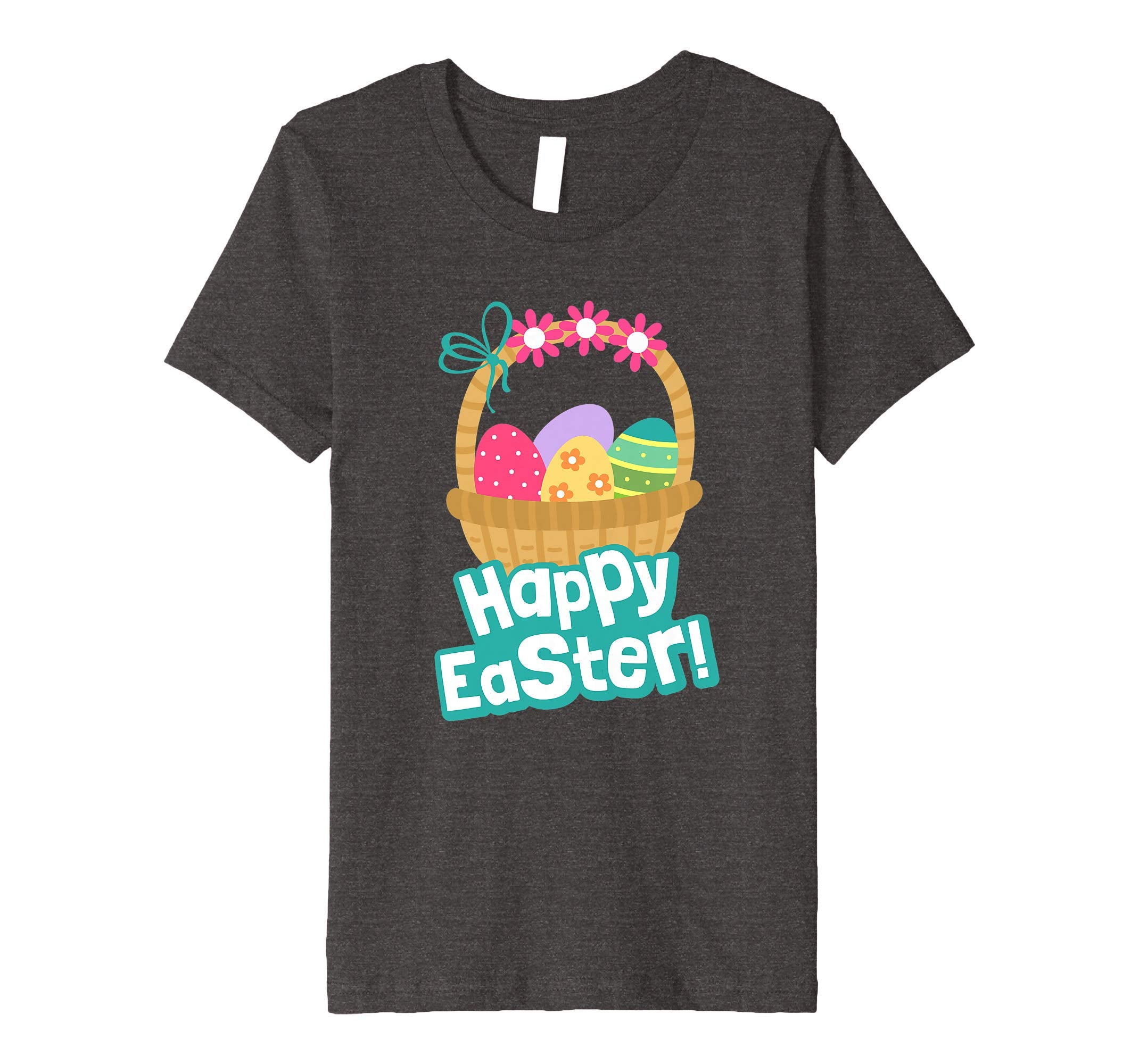 Happy Easter T Shirt A Basket Of Easter Eggs With Flowers