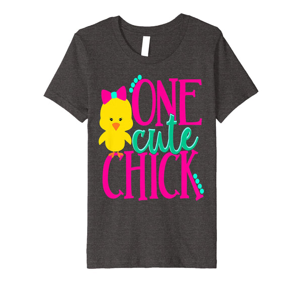 Girls Easter Shirt Kids One Cute Chick Spring Pink School