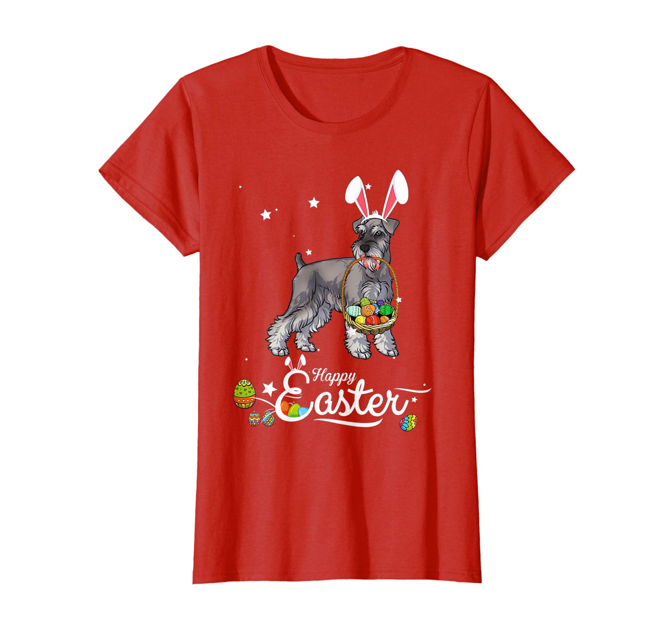 Miniature Schnauzer Dog With Bunny Hat Easter Costume Shirt