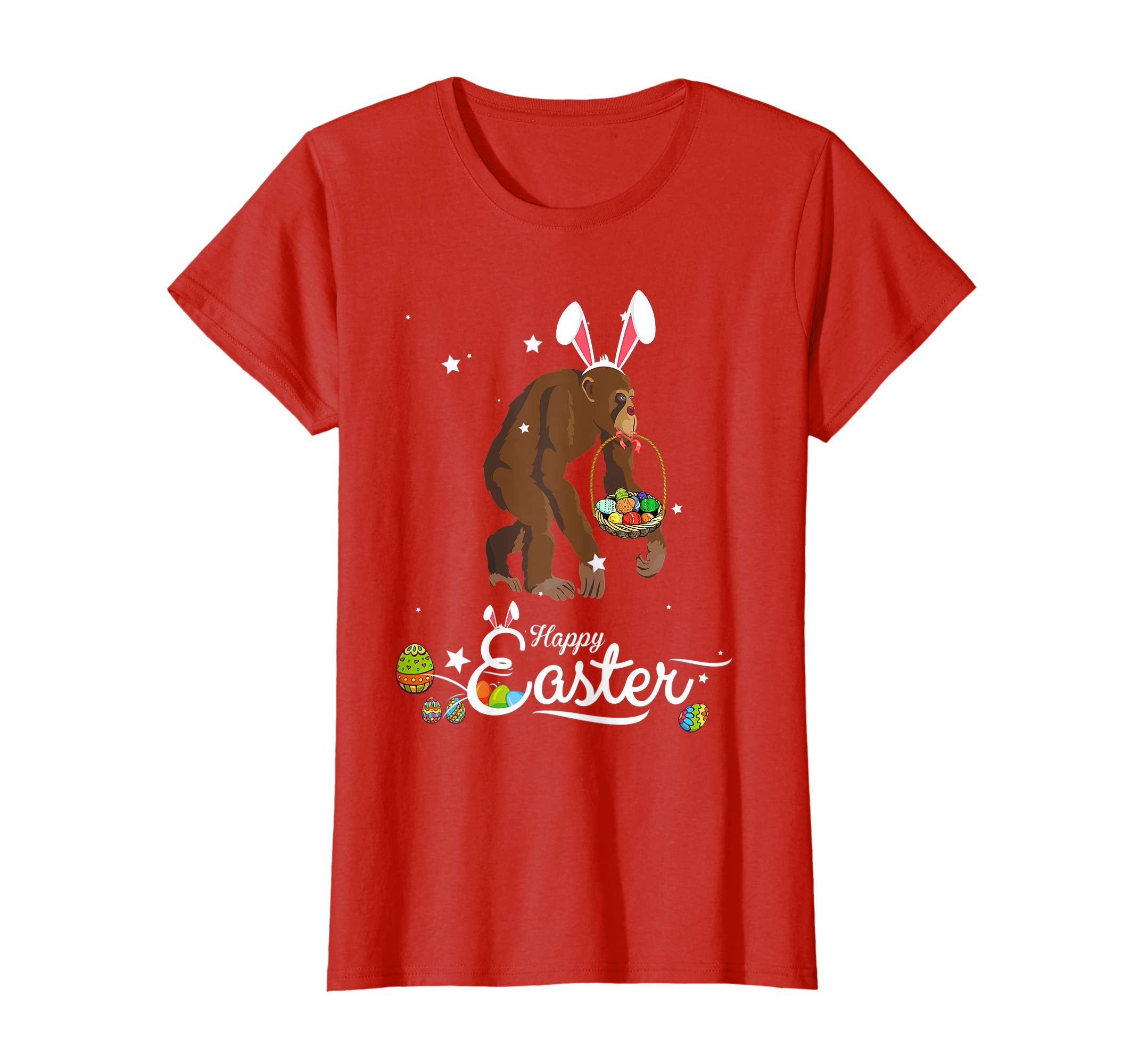 Cute Easter Monkey with Bunny Ears and Eggs T Shirt