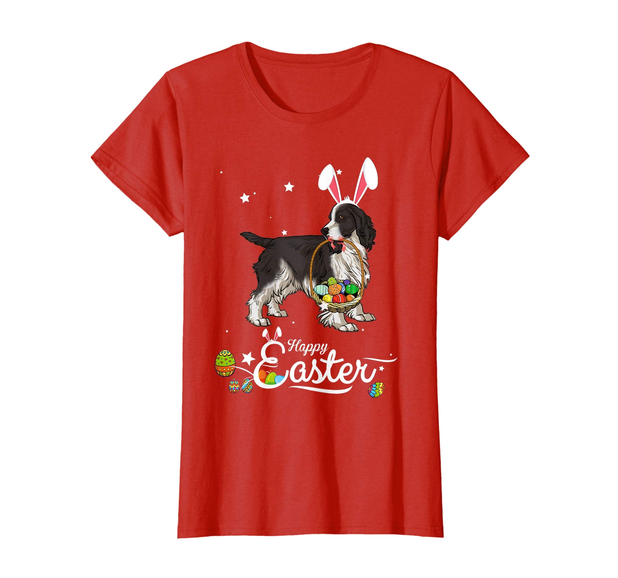 Springer Spaniel Dog With Bunny Hat Easter Costume T Shirt