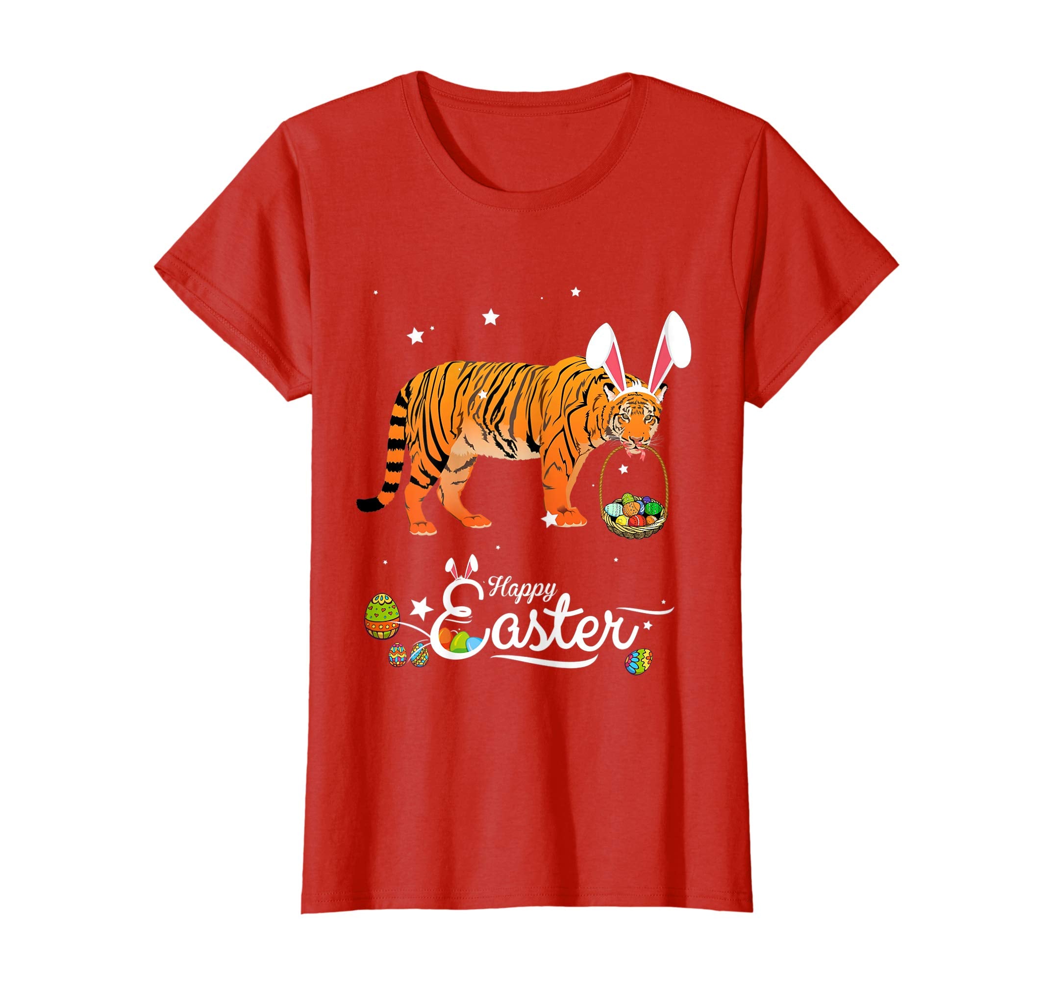 Cute Easter Tiger with Bunny Ears and Eggs T Shirt