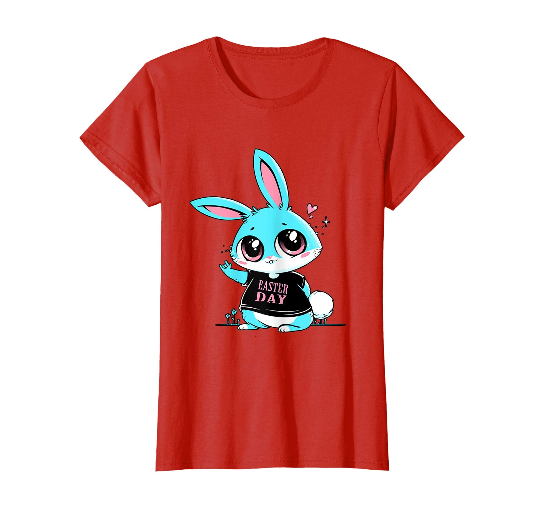 Blue Cute Bunny Rabbit Lover Happy Easter Day Heart Shirt