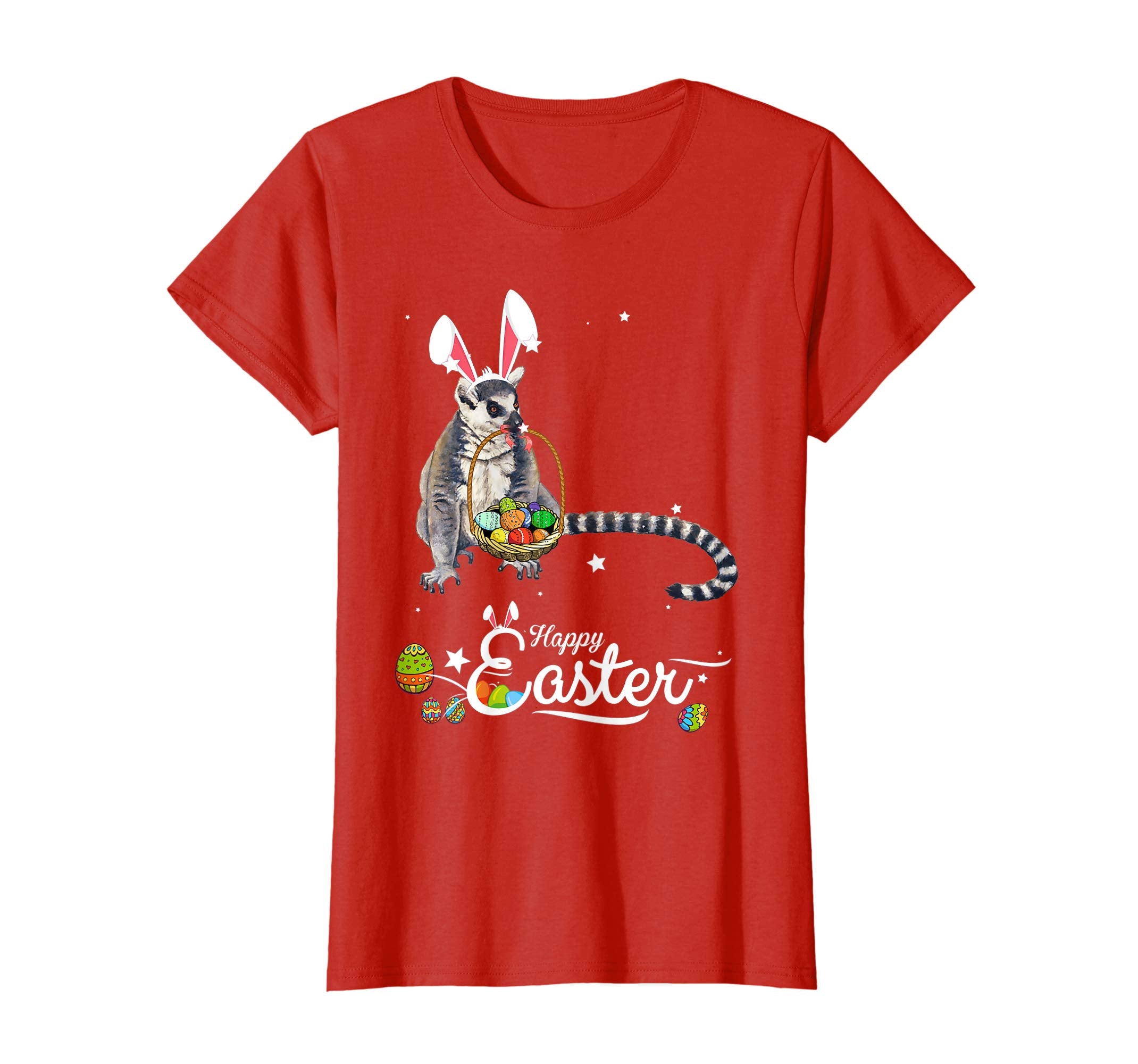 Cute Easter Lemur with Bunny Ears and Eggs T Shirt