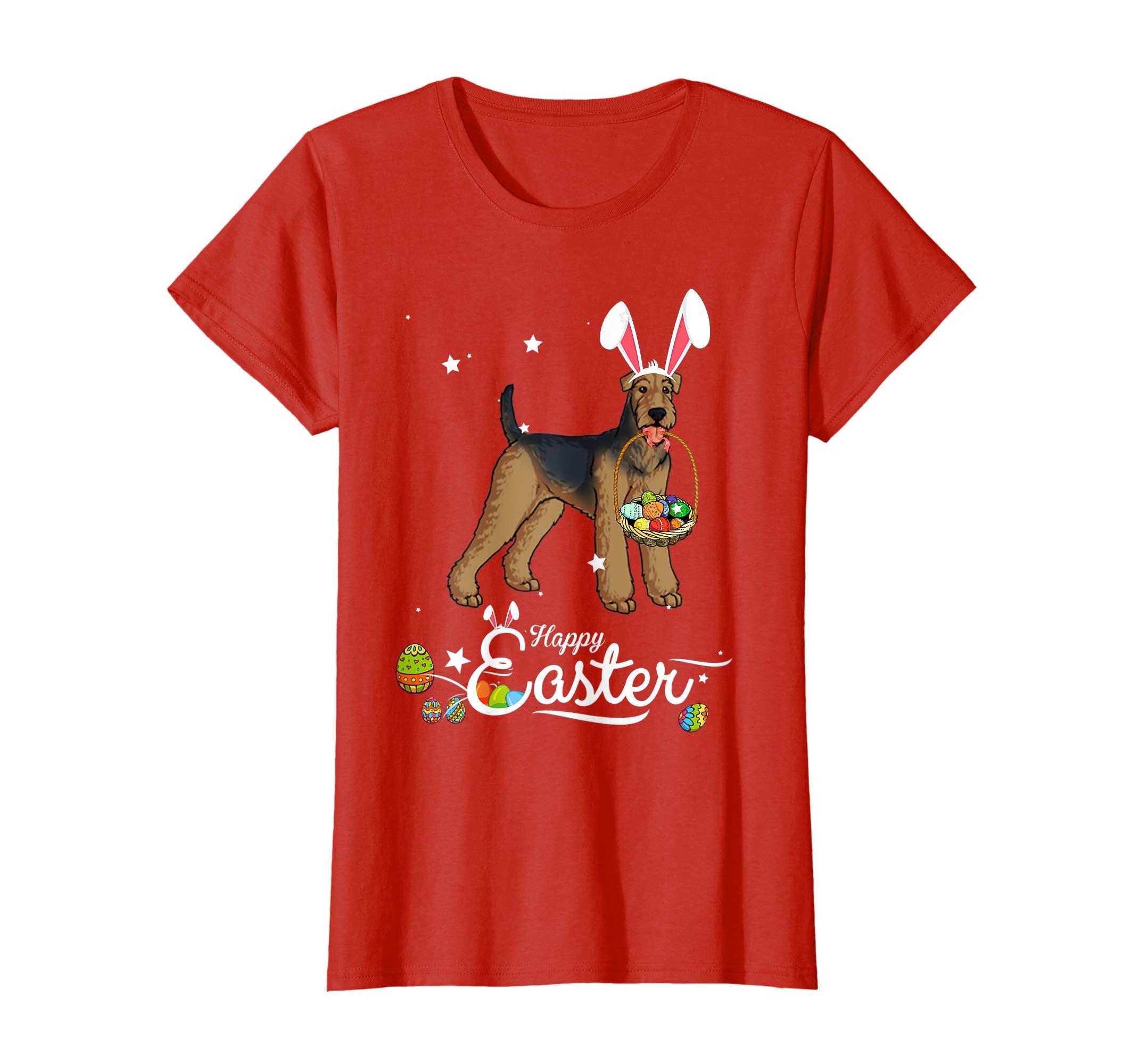 Airedale Terrier Dog With Bunny Hat Easter Costume T Shirt