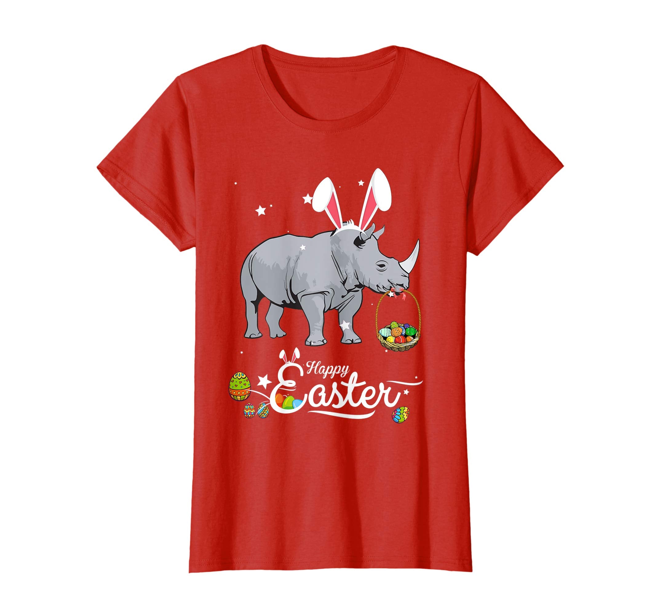 Cute Easter Rhino with Bunny Ears and Eggs T Shirt
