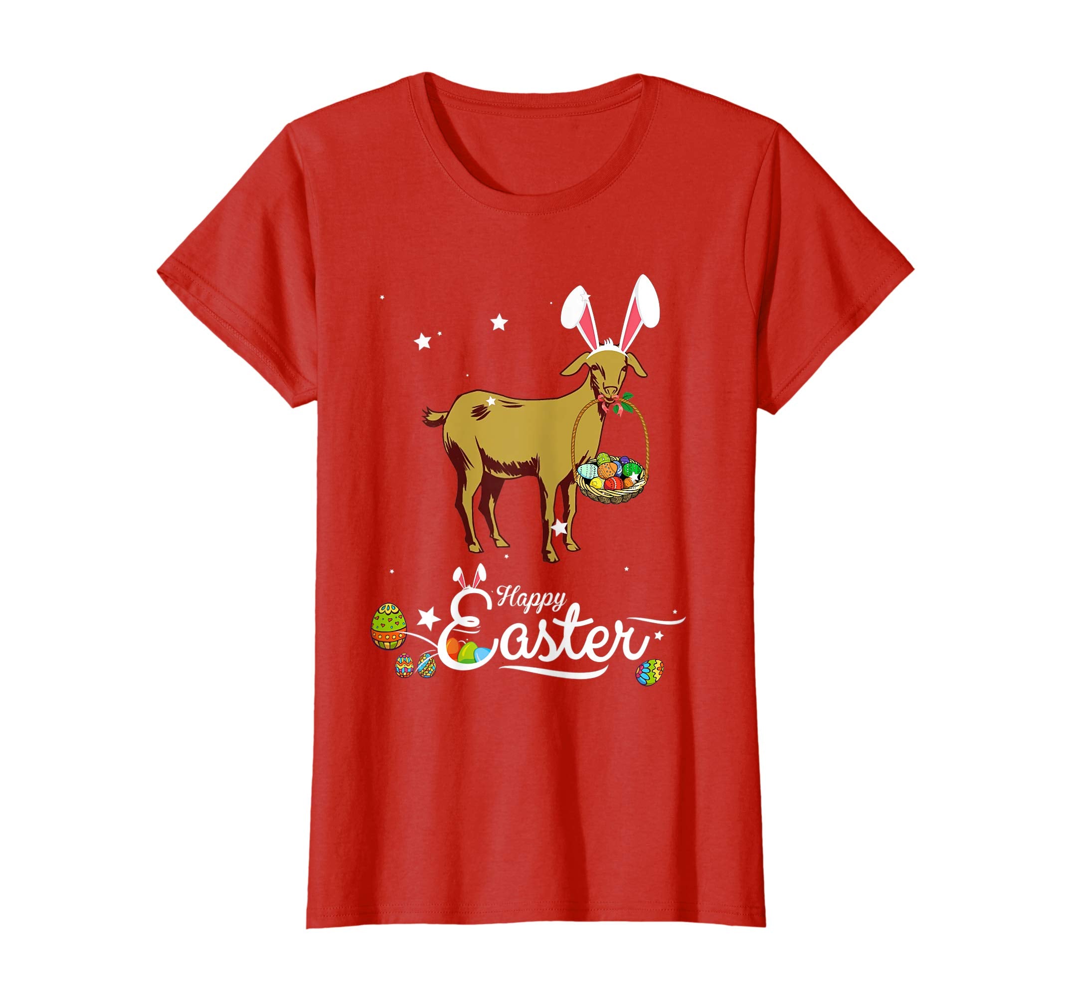 Cute Easter Goat with Bunny Ears and Eggs T Shirt