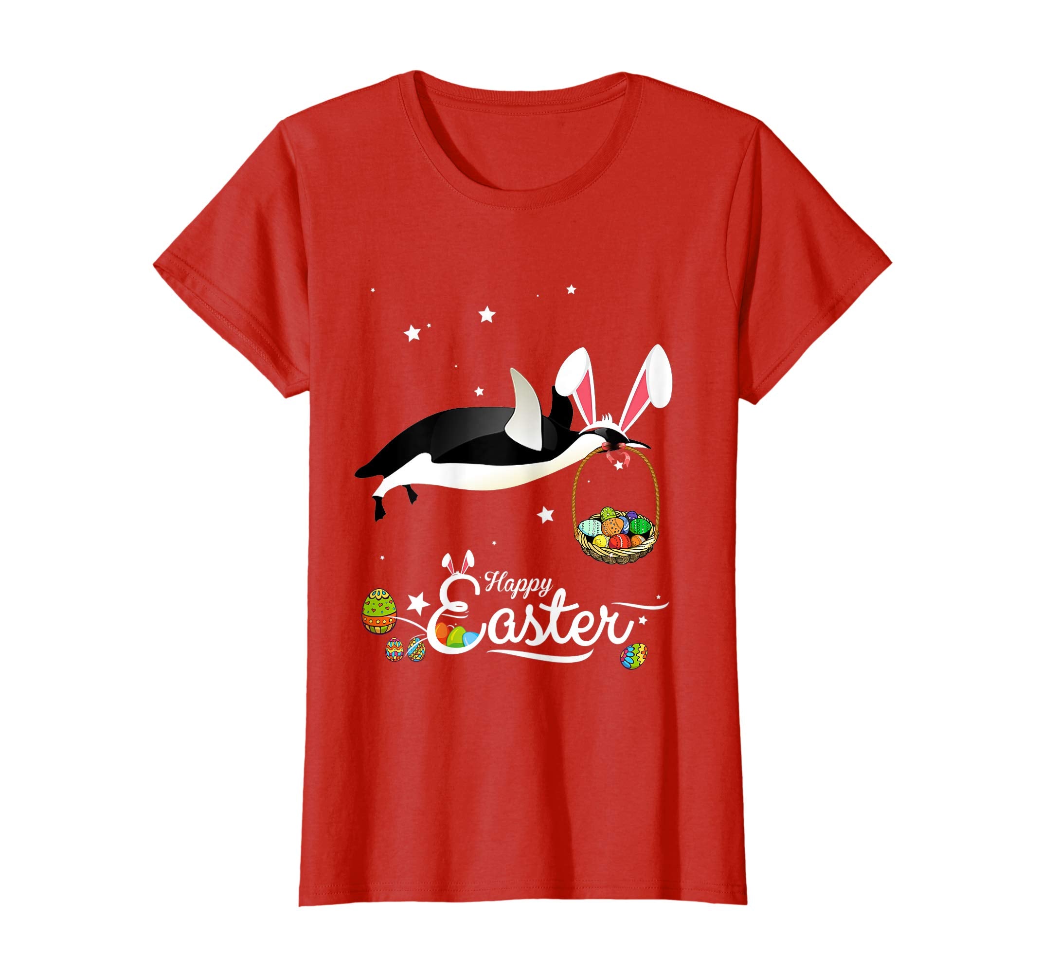 Cute Easter Penguin with Bunny Ears and Eggs T Shirt