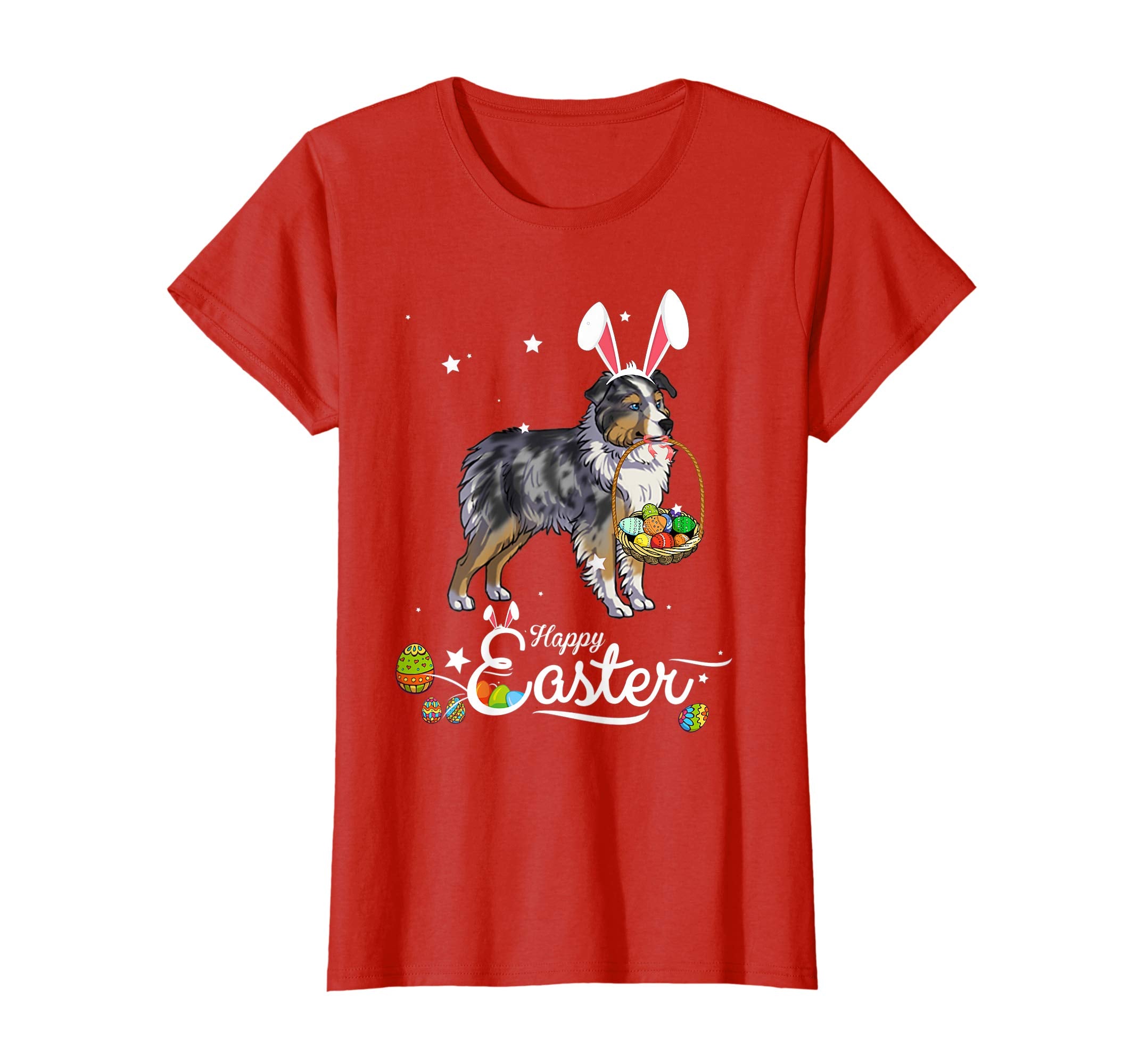 Miniature Shepherd Dog With Bunny Hat Easter Costume T Shirt