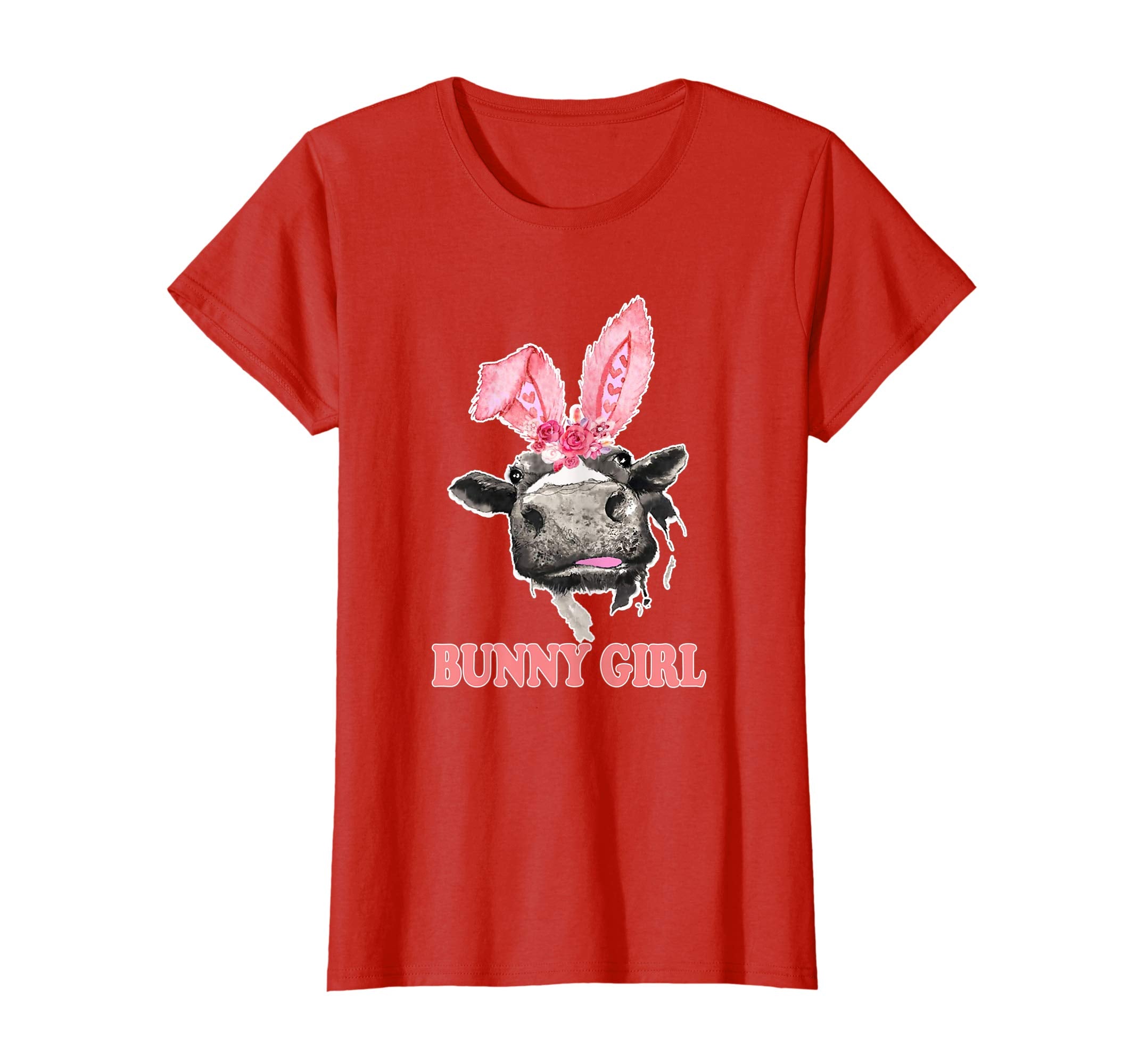 Cute Cow Face Farm Lover Pink Bunny Girl Easter Funny Shirt