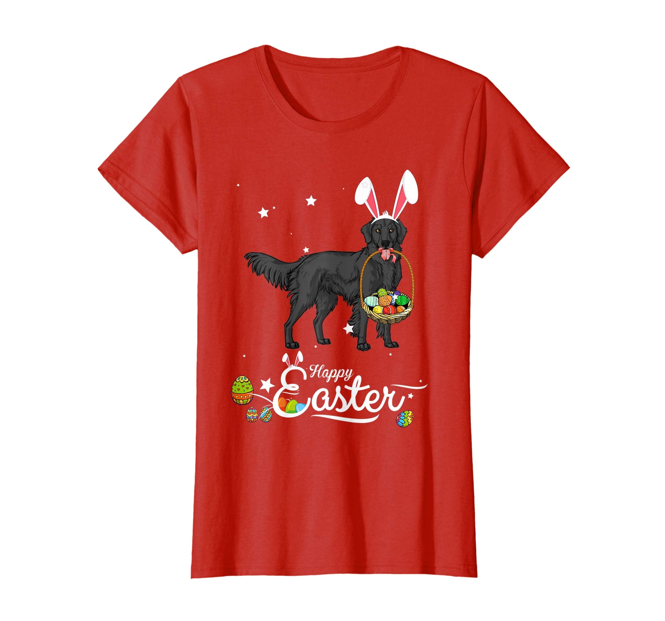 Flat Coated Dog With Bunny Hat Easter Costume T Shirt