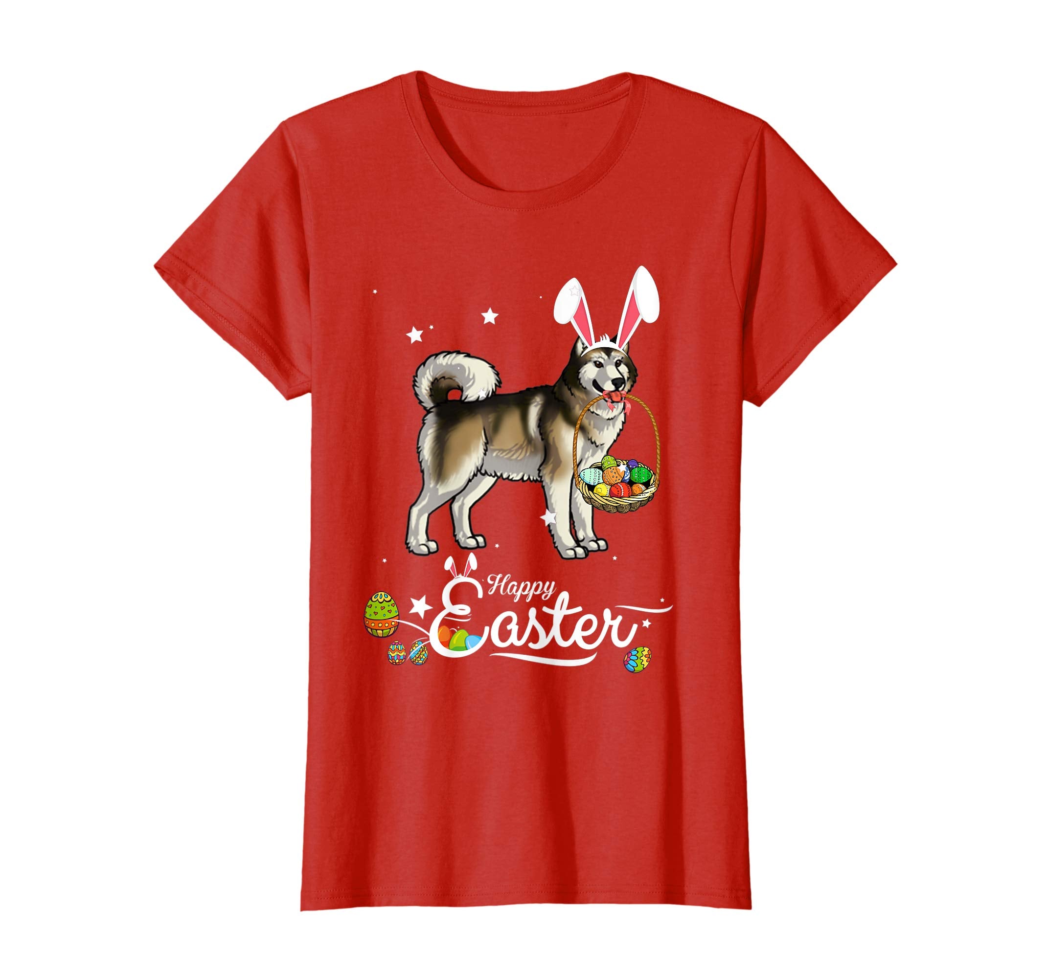 Alaskan Malamute Dog With Bunny Hat Easter Costume T Shirt