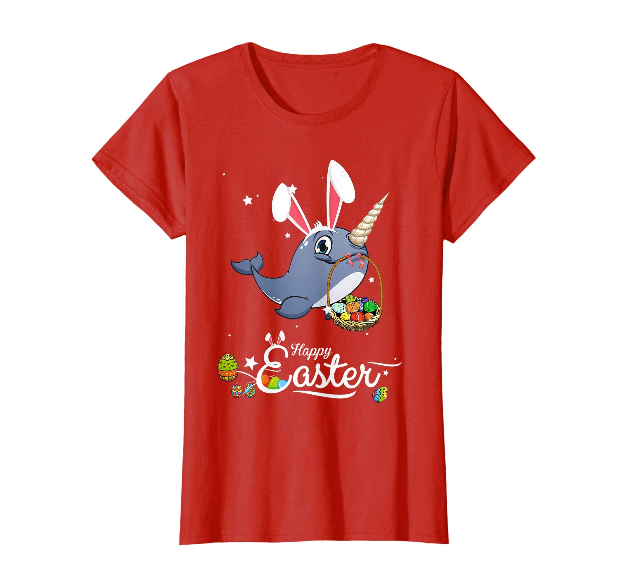 Cute Easter Narwhal with Bunny Ears and Eggs T Shirt