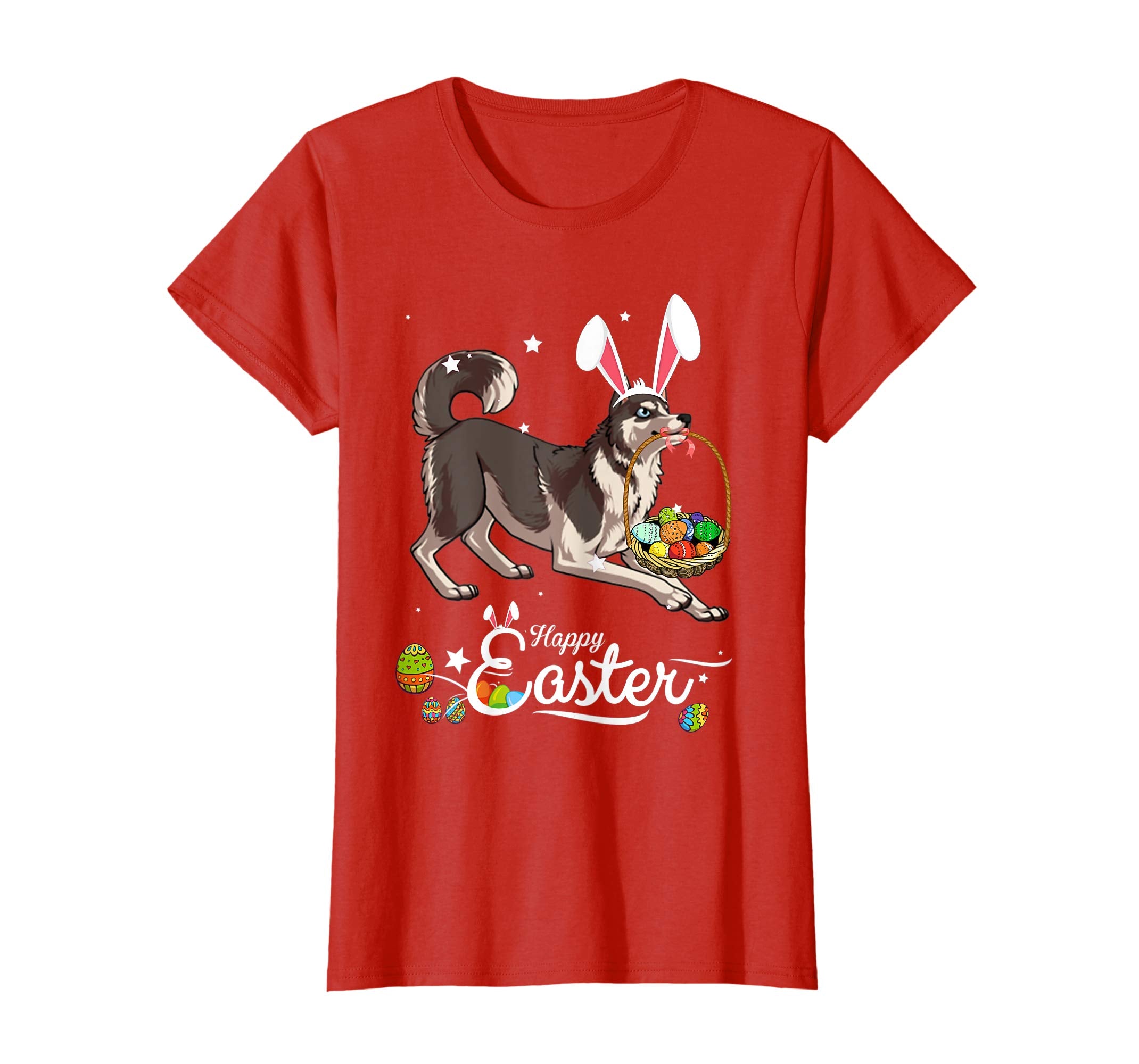 Siberian Husky Dog With Bunny Hat Easter Costume T Shirt