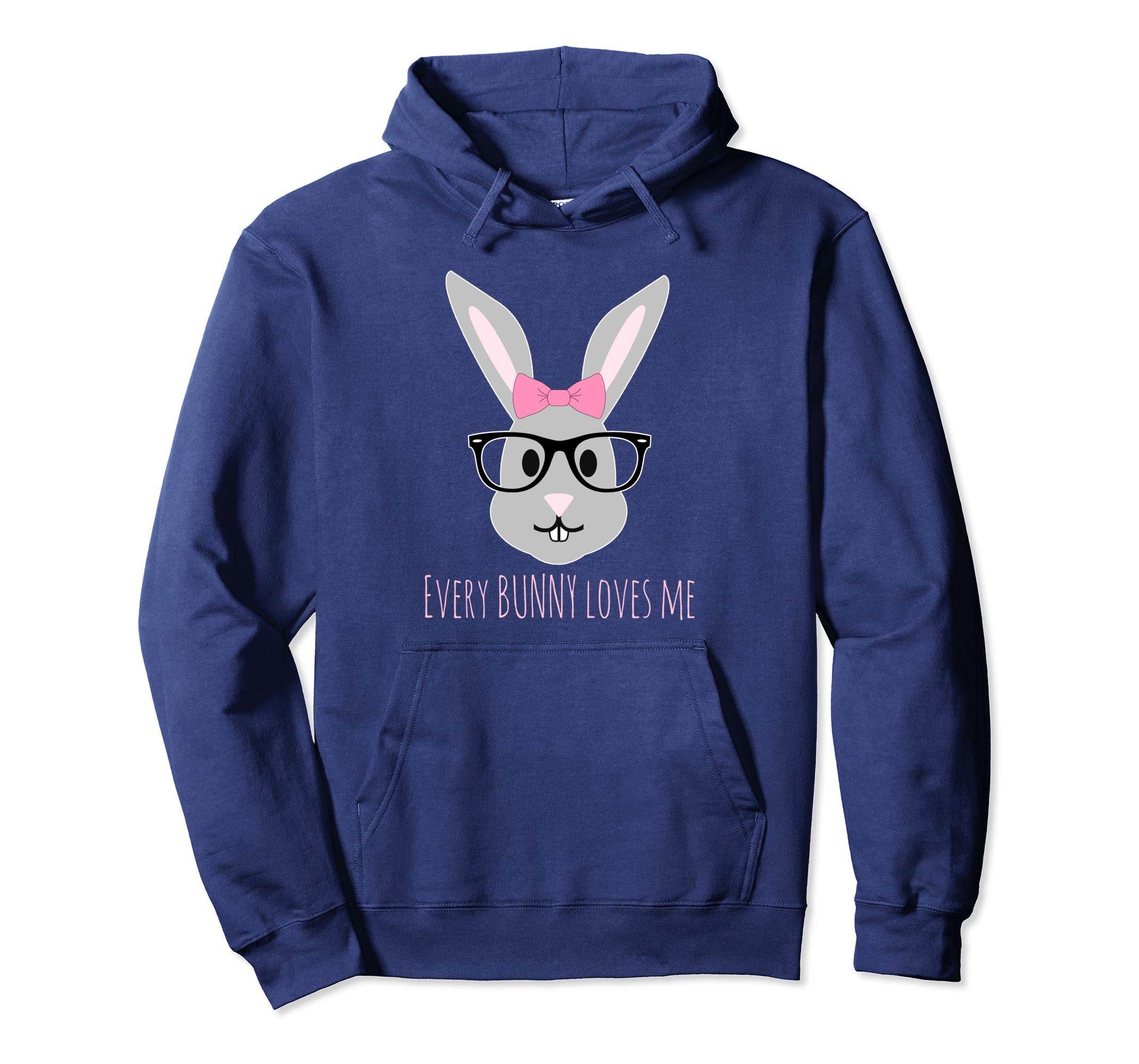 Happy Easter Shirt Girl Bunny with Glasses Hoody Hoodie