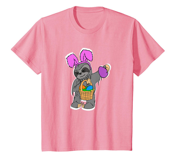 Kids Funny Sloth Bunny Shirt Cute Easter Basket Gift Boys Girls