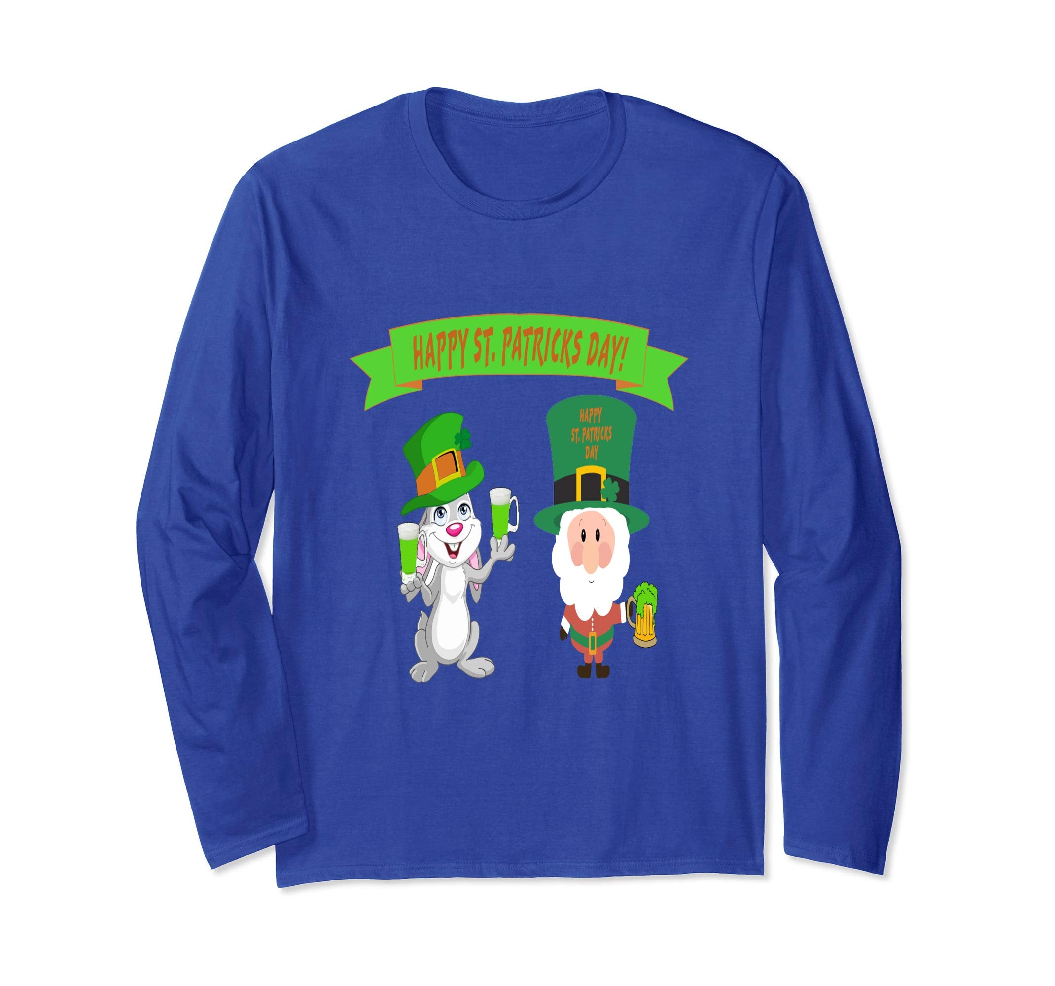 St. Patricks Day Santa &amp; Easter bunny long sleeve shirt