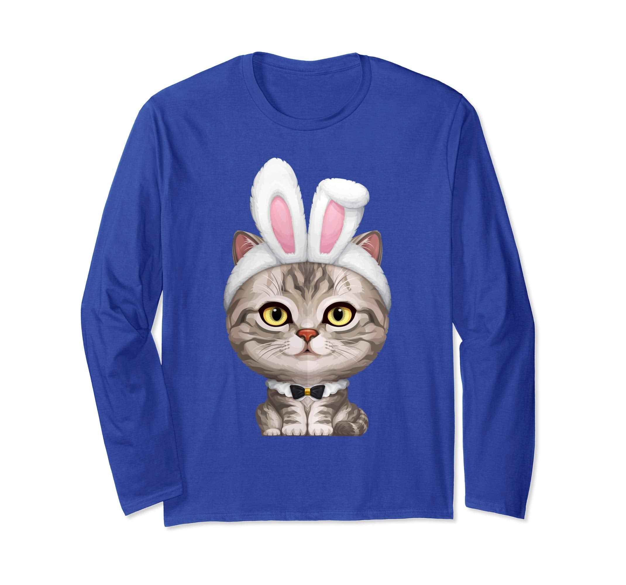 Silver Tabby Cat in Easter Bunny Costume Long Sleeve T-Shirt
