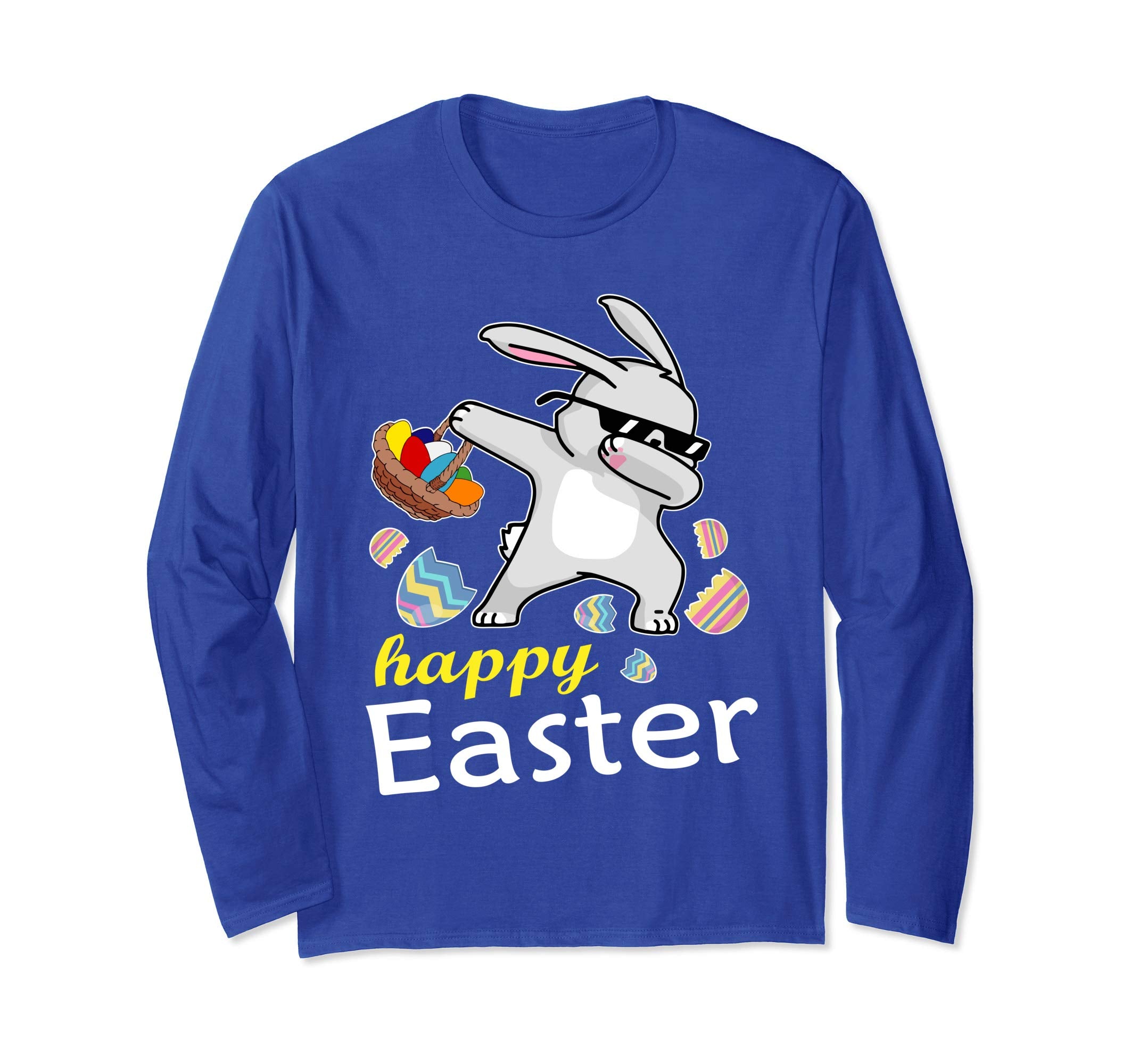 Bunny Rabbit &amp; Easter Egg Basket Dabbing Happy Easter Shirt