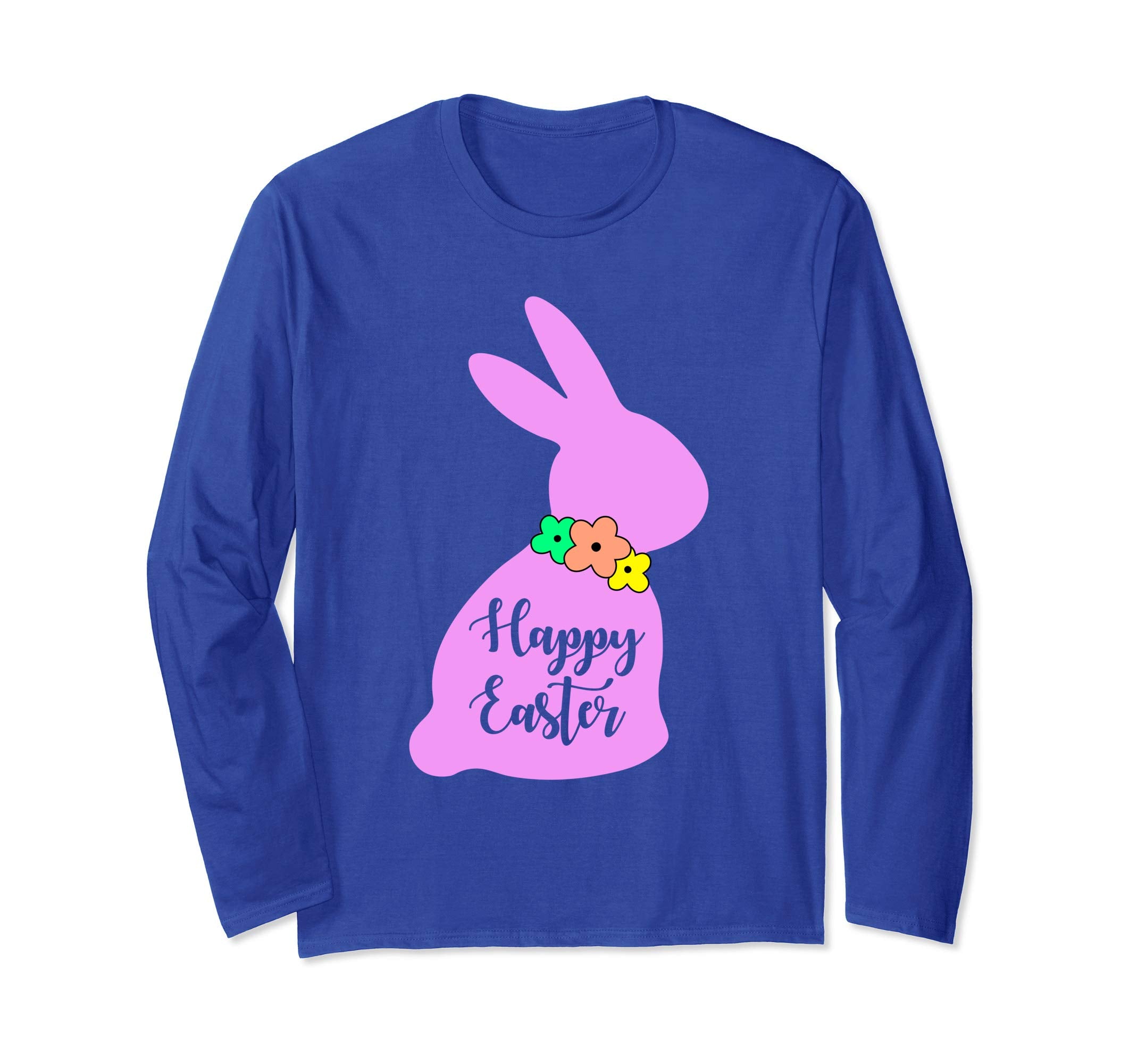 Happy Easter Bunny Silhouette Bow Long Sleeve T Shirt Gift