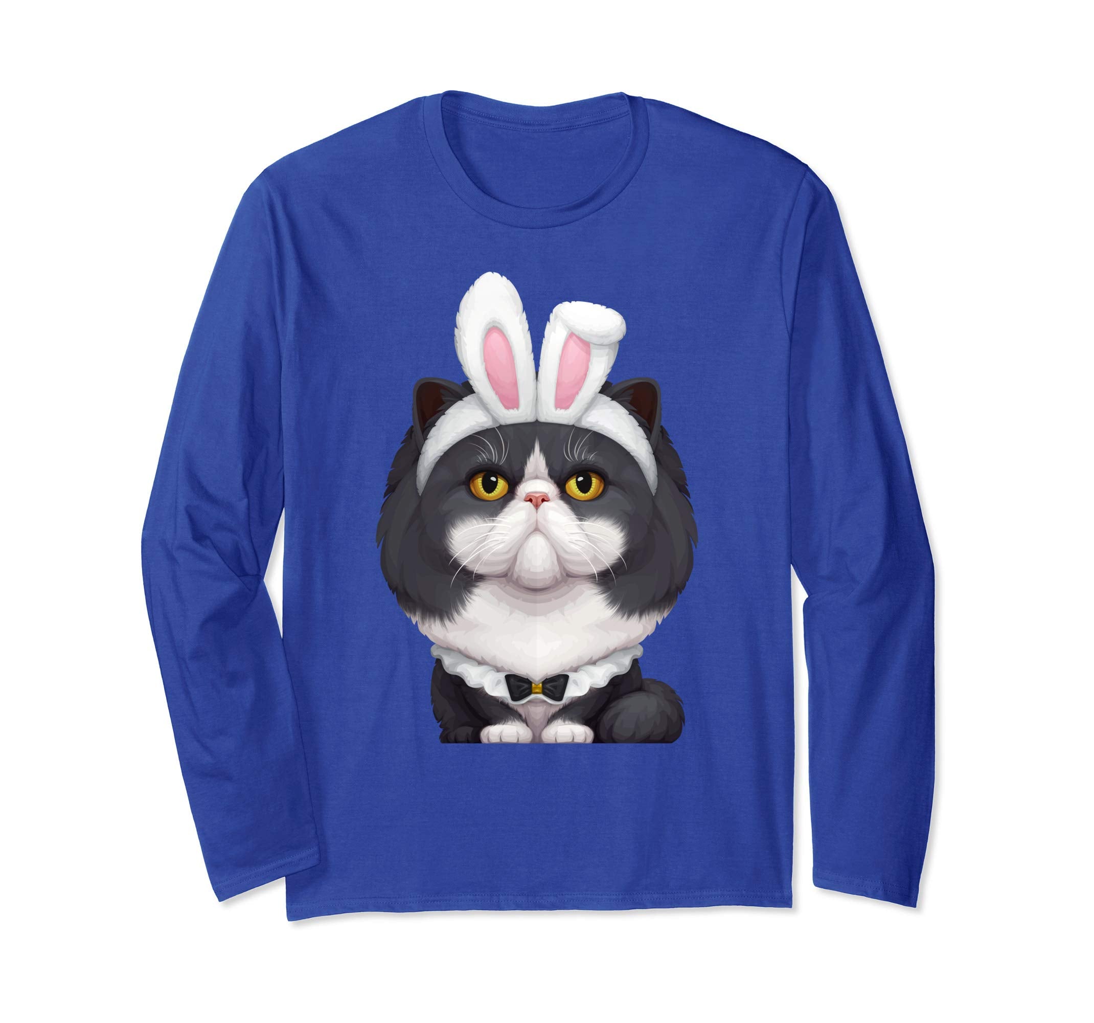 Black &amp; White Persian Cat Easter Bunny Long Sleeve T-Shirt