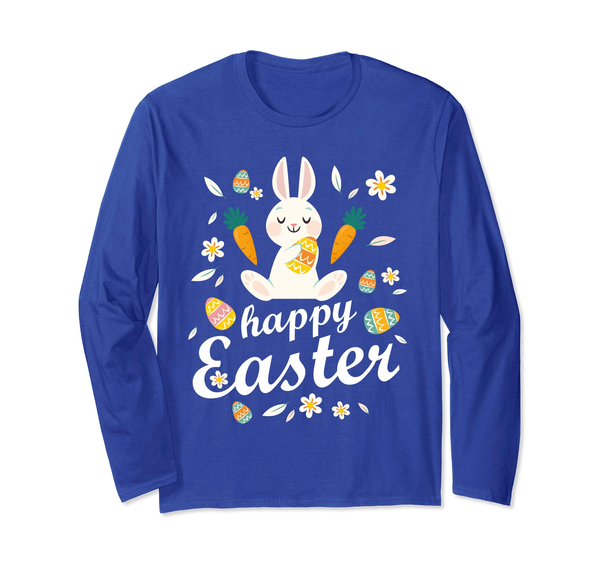 Bunny Dancing With Easter Eggs Carrot Flowers Happy Shirt
