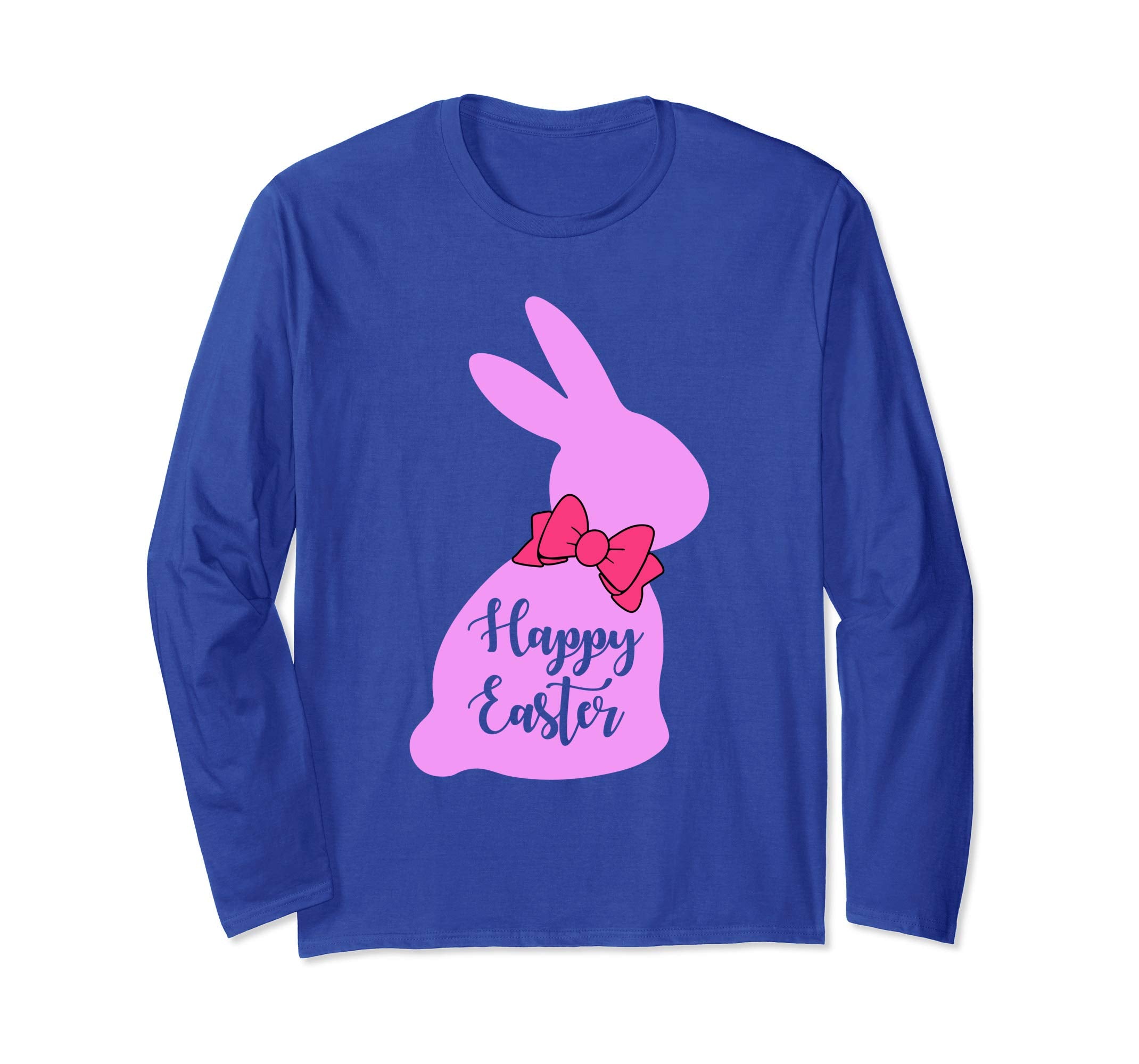 Happy Easter Bunny Silhouette Bow Long Sleeve T Shirt Gift