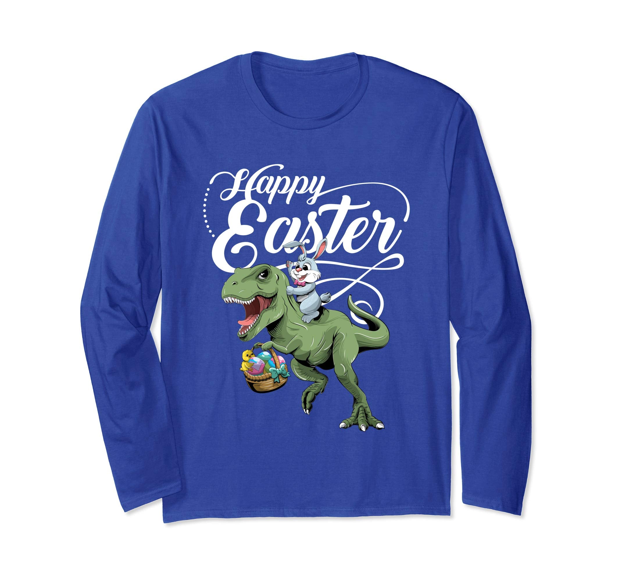 Easter T Shirt for Boys with Cool Bunny and T-rex Egg Hunt