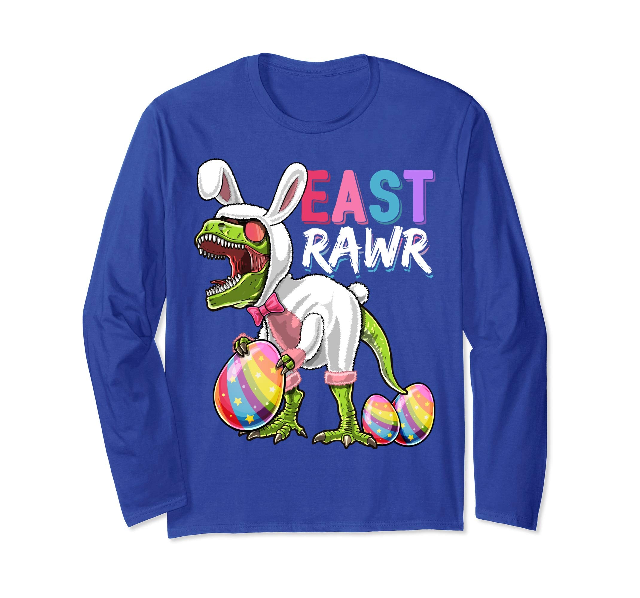 Happy Easter T Rex Dinosaur Easter Bunny Egg Shirt Men