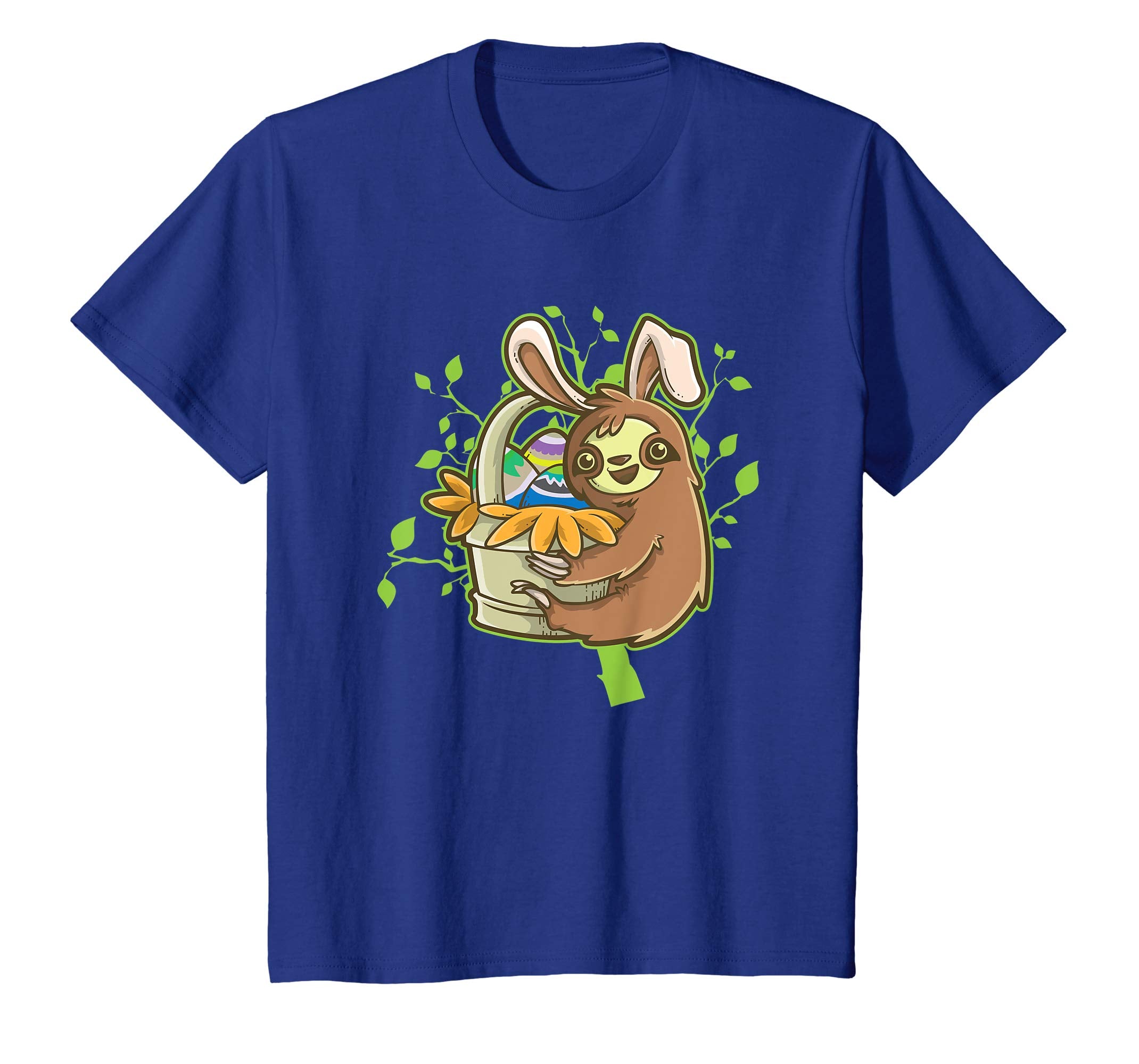 Kids Kids Sloth Easter Bunny Ears T Shirt | Gift Idea Boy & Girl