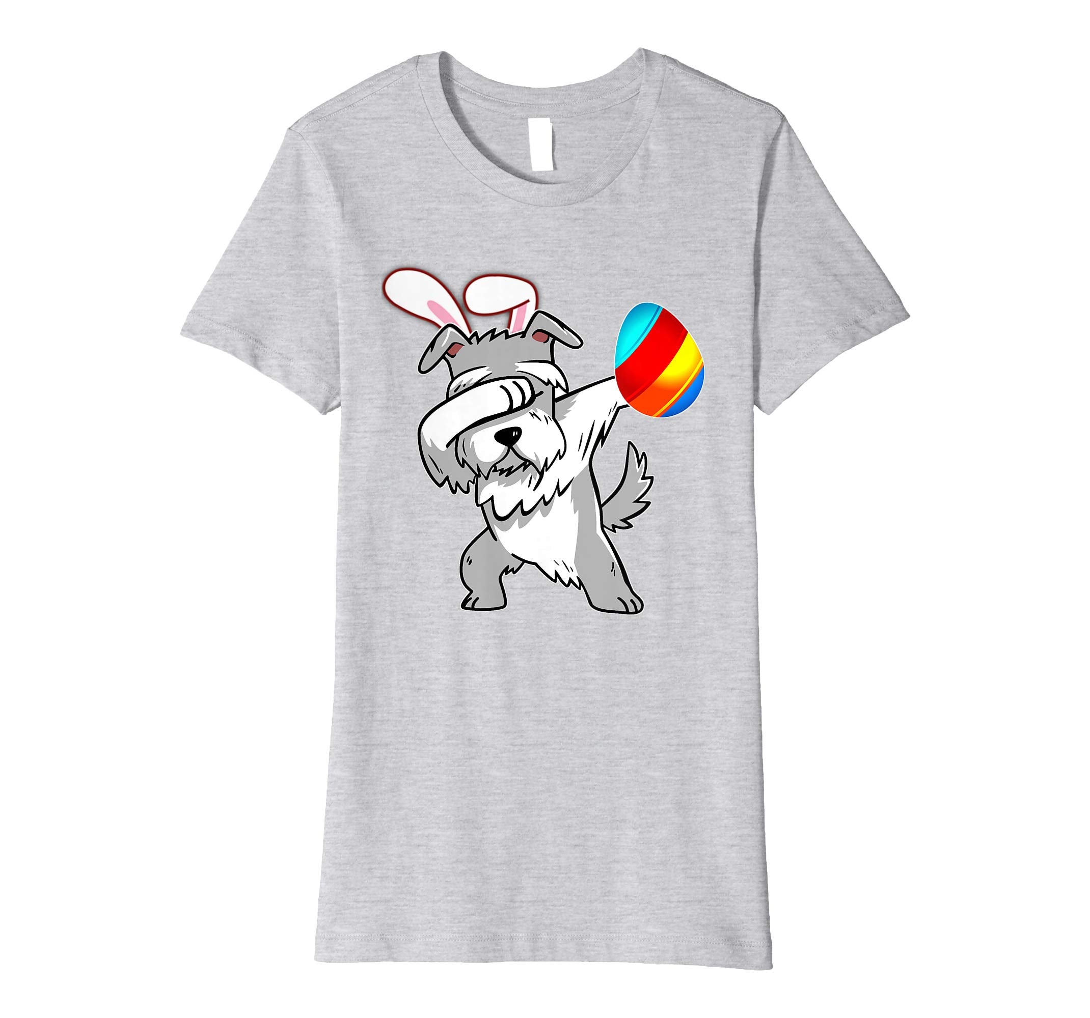 Easter Bunny Dabbing Schnauzer Dog Tshirt Egg Ears Gift