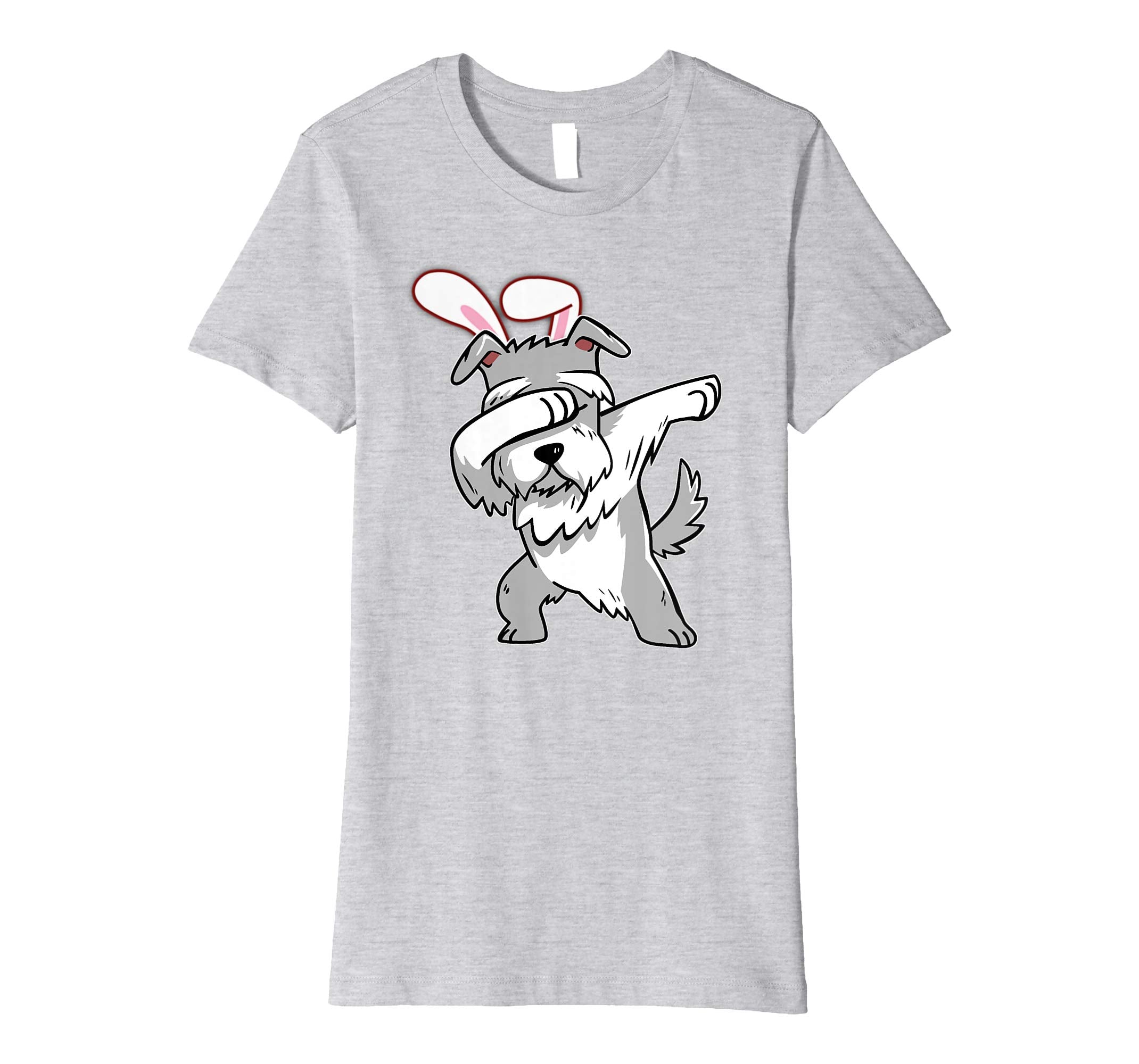 Easter Bunny Dabbing Schnauzer Dog Tshirt Rabbit Ears Gift