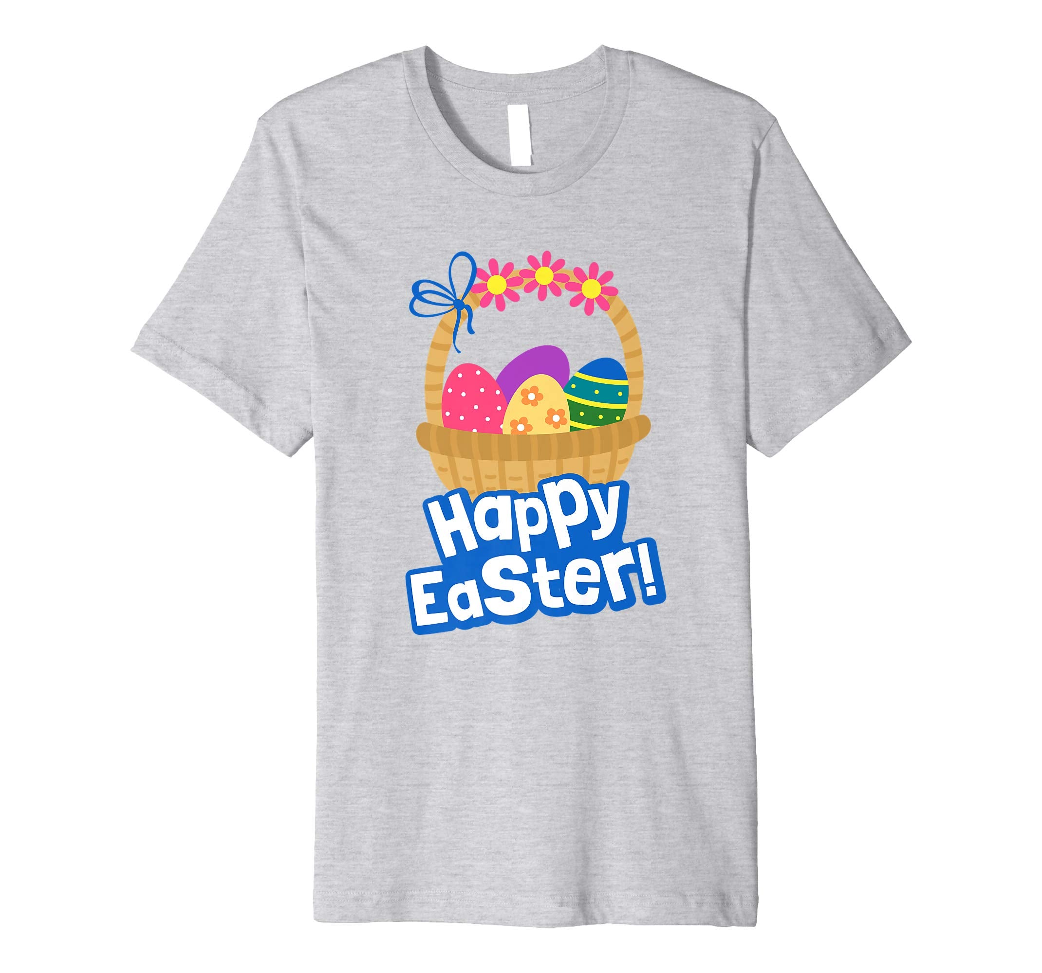 Happy Easter T Shirt A Basket Of Easter Eggs With Flowers